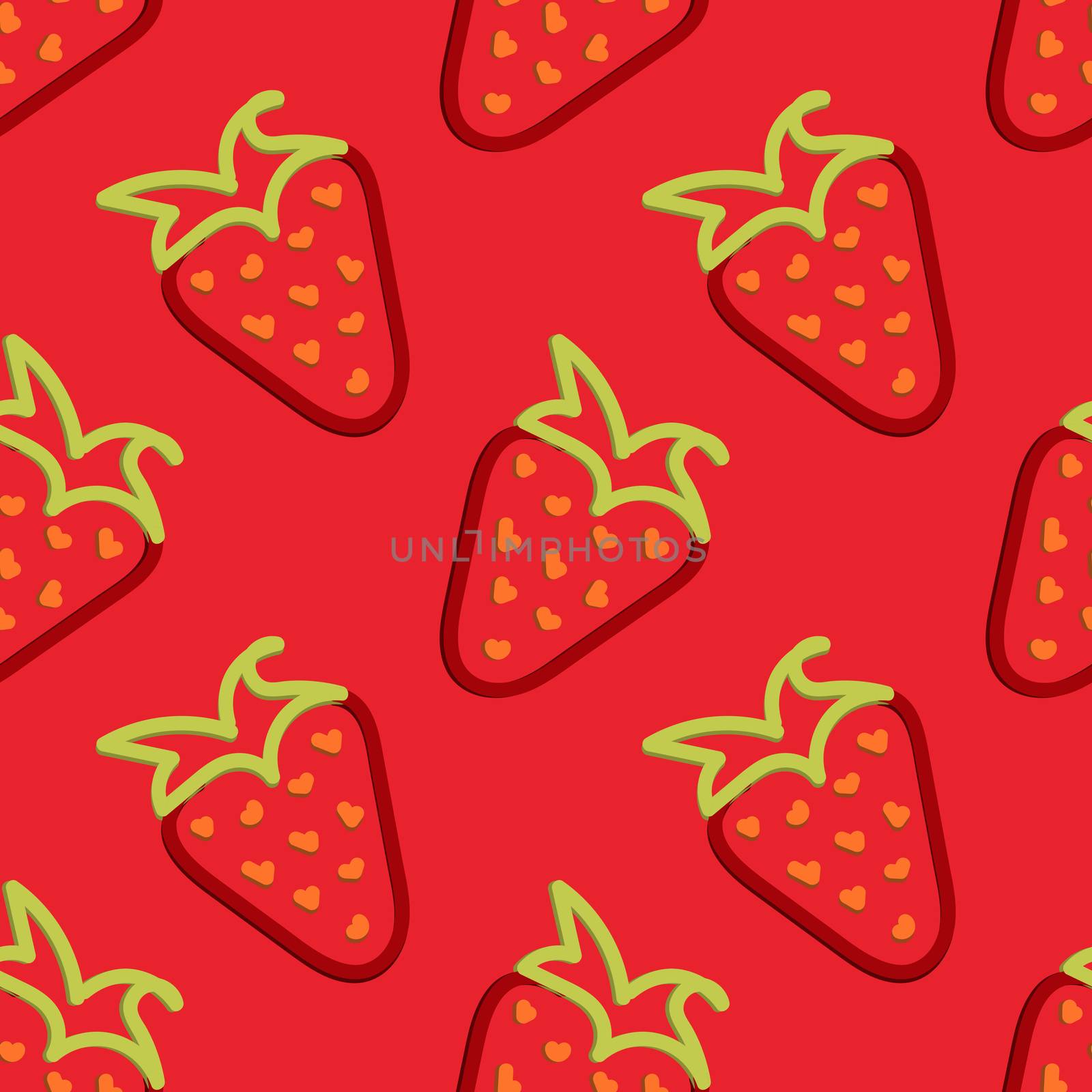 Strawberry Seamless Pattern Kid's Style Hand Drawn by tommarkov
