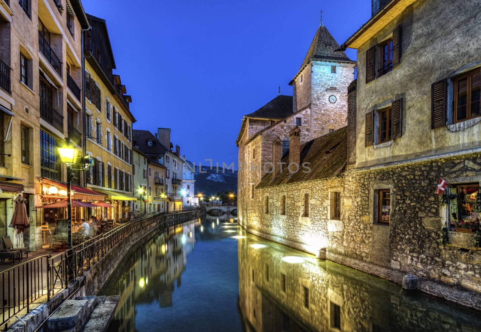 Palais de l'Ile jail and canal in Annecy old city, France, HDR by Elenaphotos21