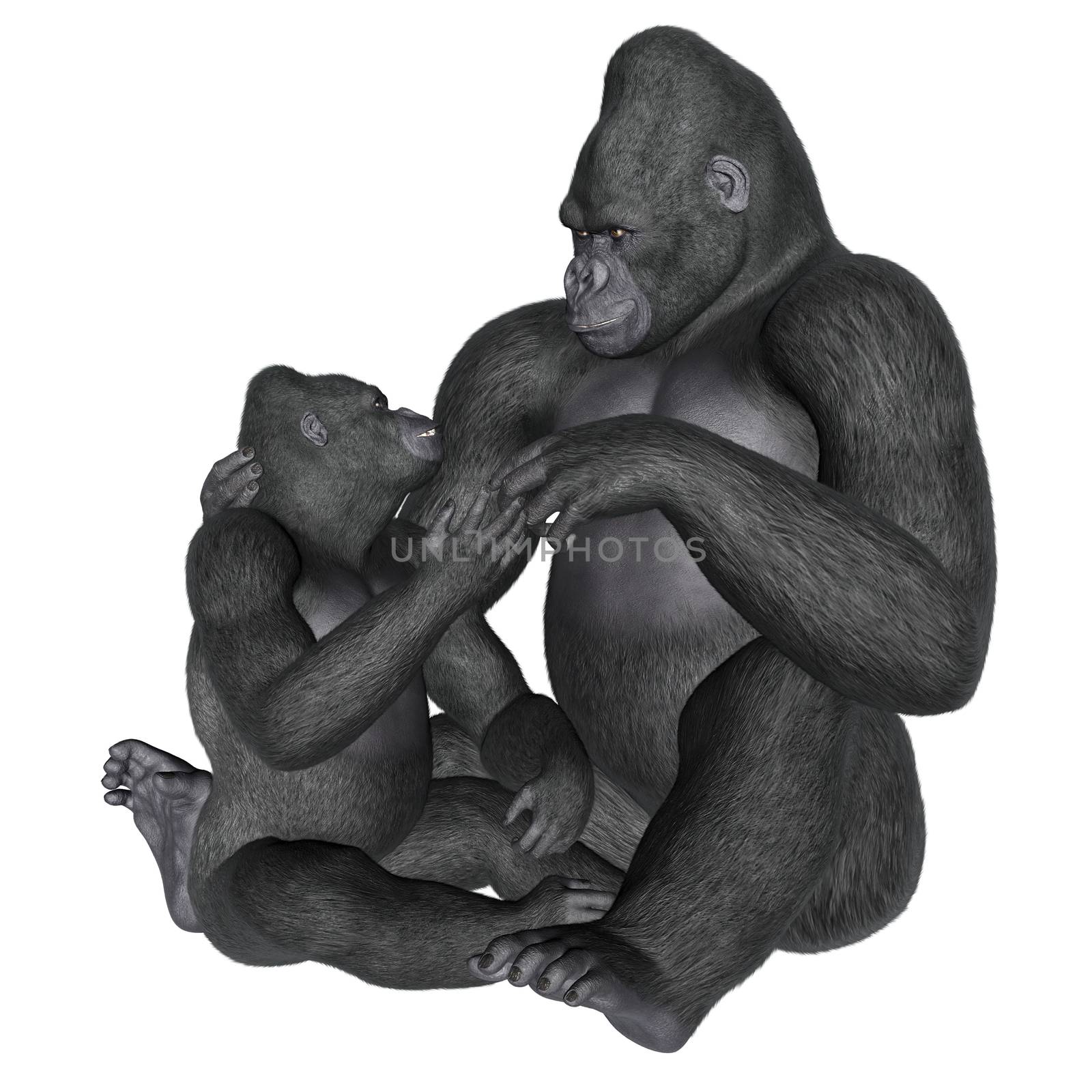 Gorilla motherhood - 3D render by Elenaphotos21