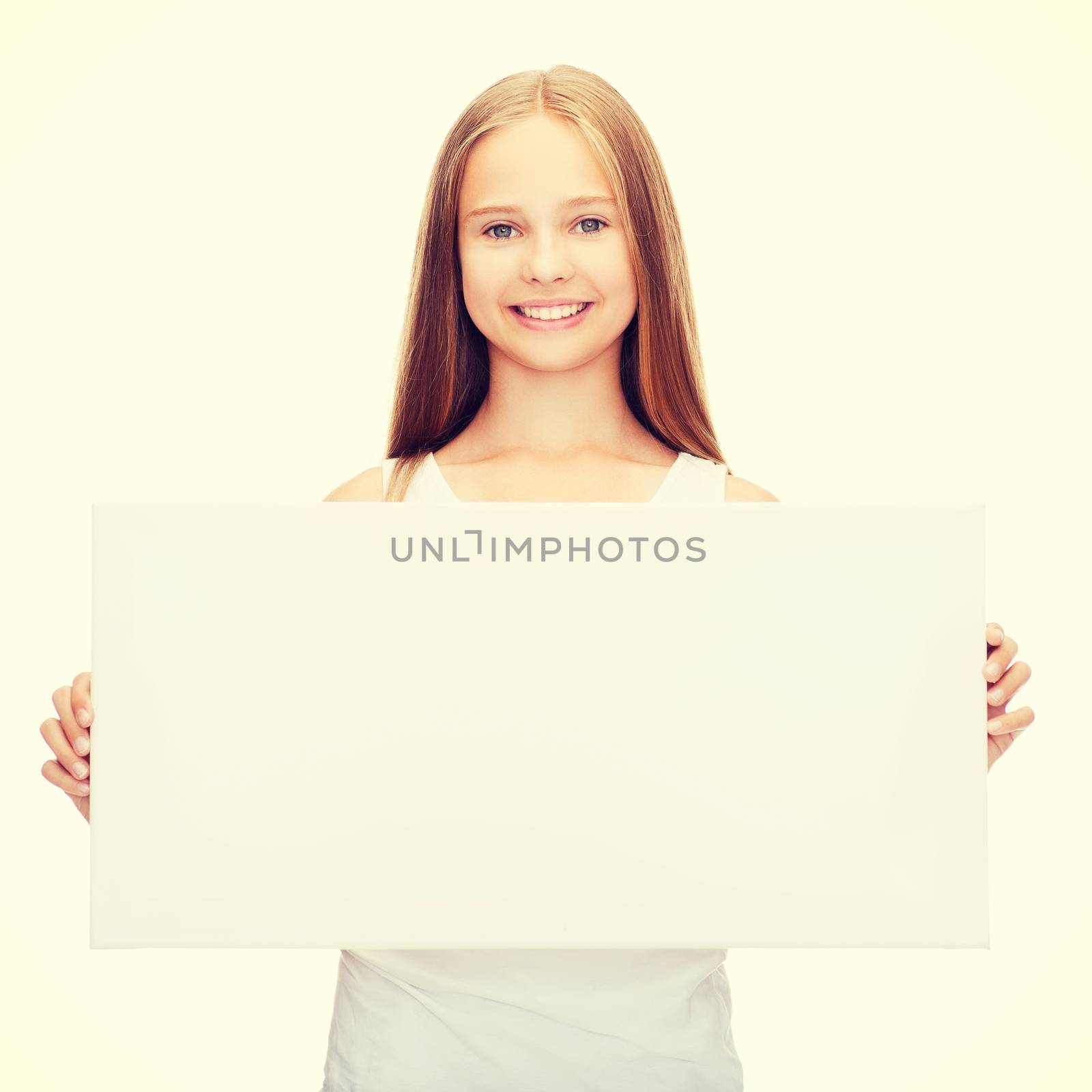 little girl with blank white board by dolgachov