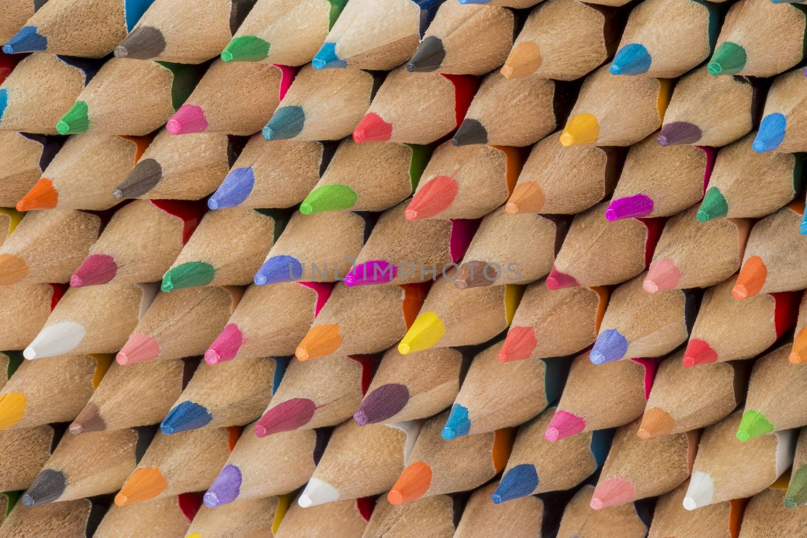 Abstract composition of a set cedar wooden colour pencils
