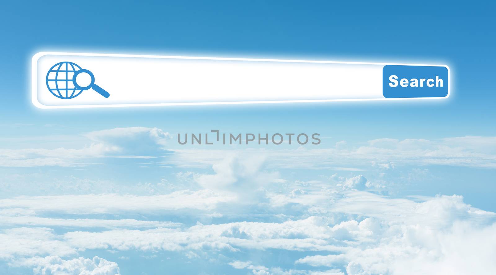 Nature blue sky background with clouds and browser
