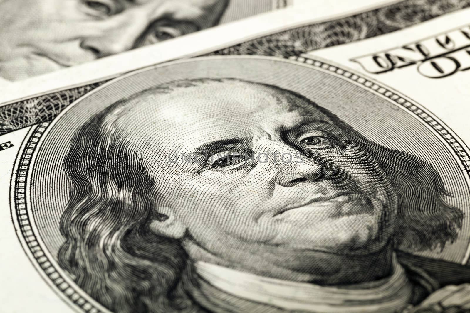   hundred American dollars photographed by a close up