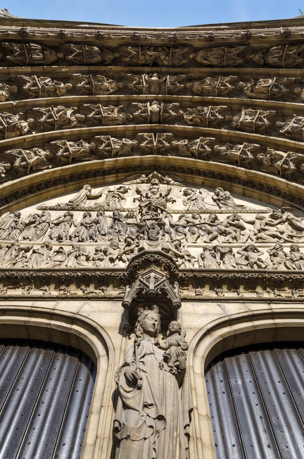 Relief of Last judgment on the main portal on the cathedral of Our Lady by siraanamwong