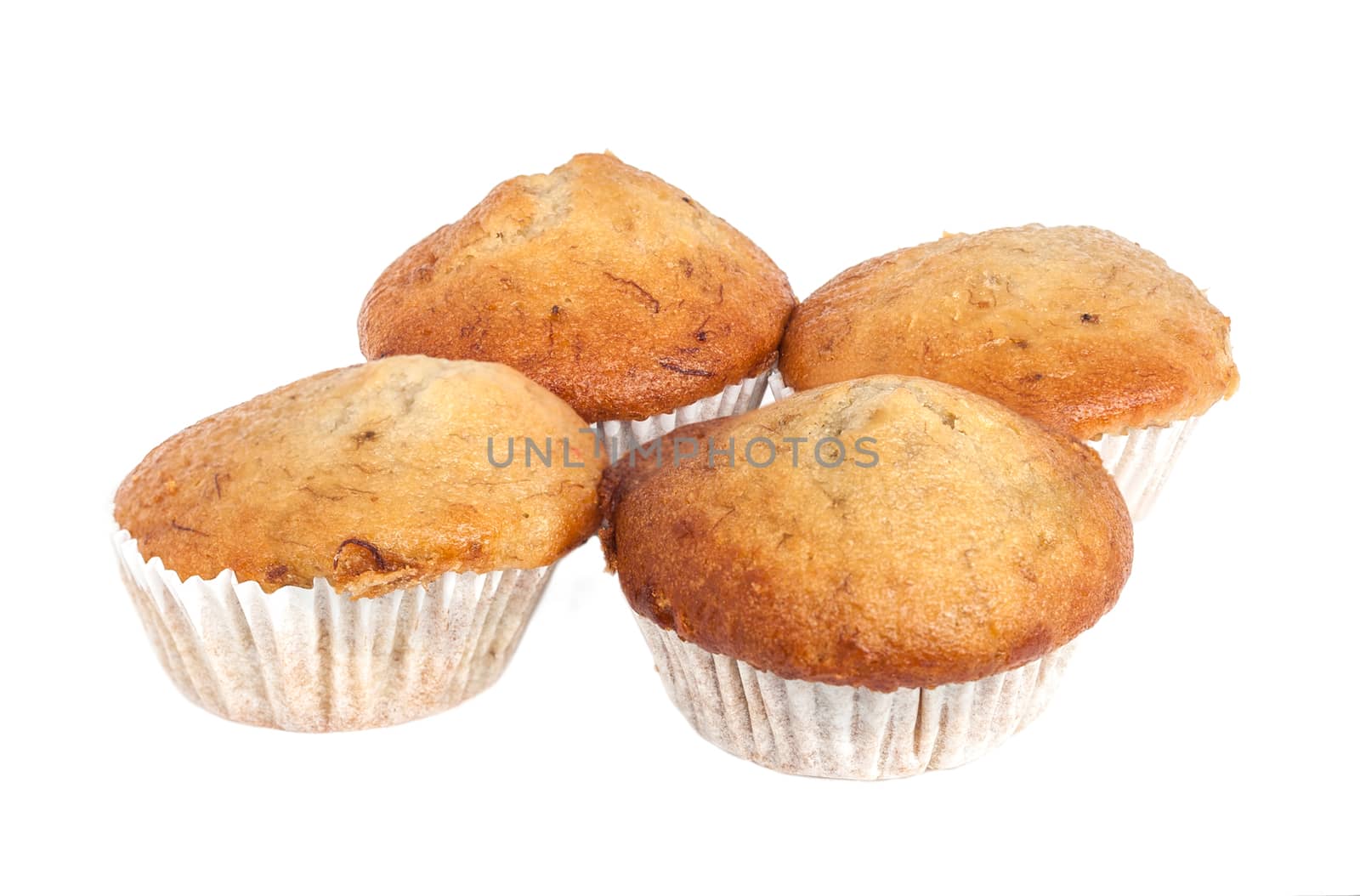 Traditional dessert banana cake isolated on white background