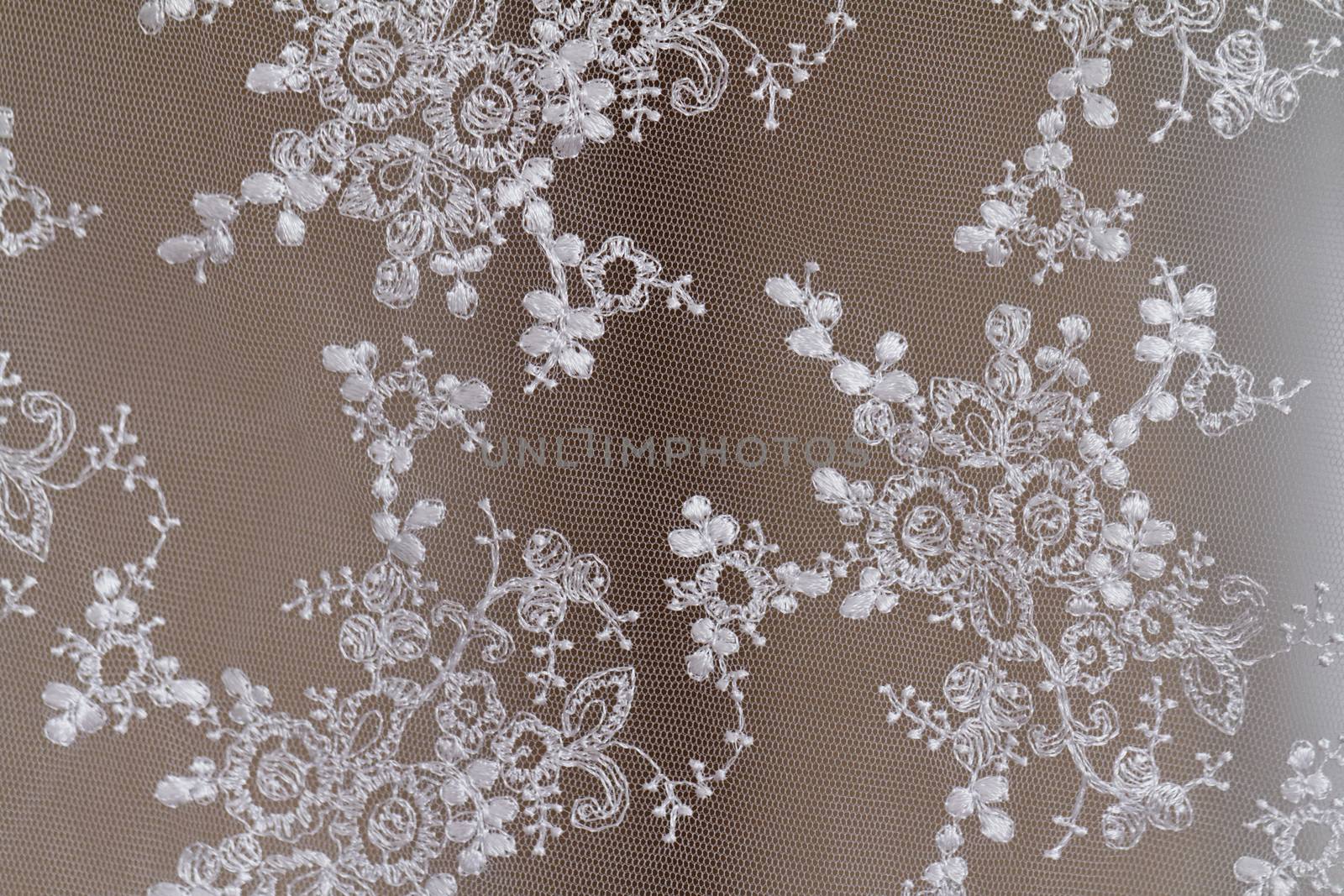 Close up photo of a wedding veil 