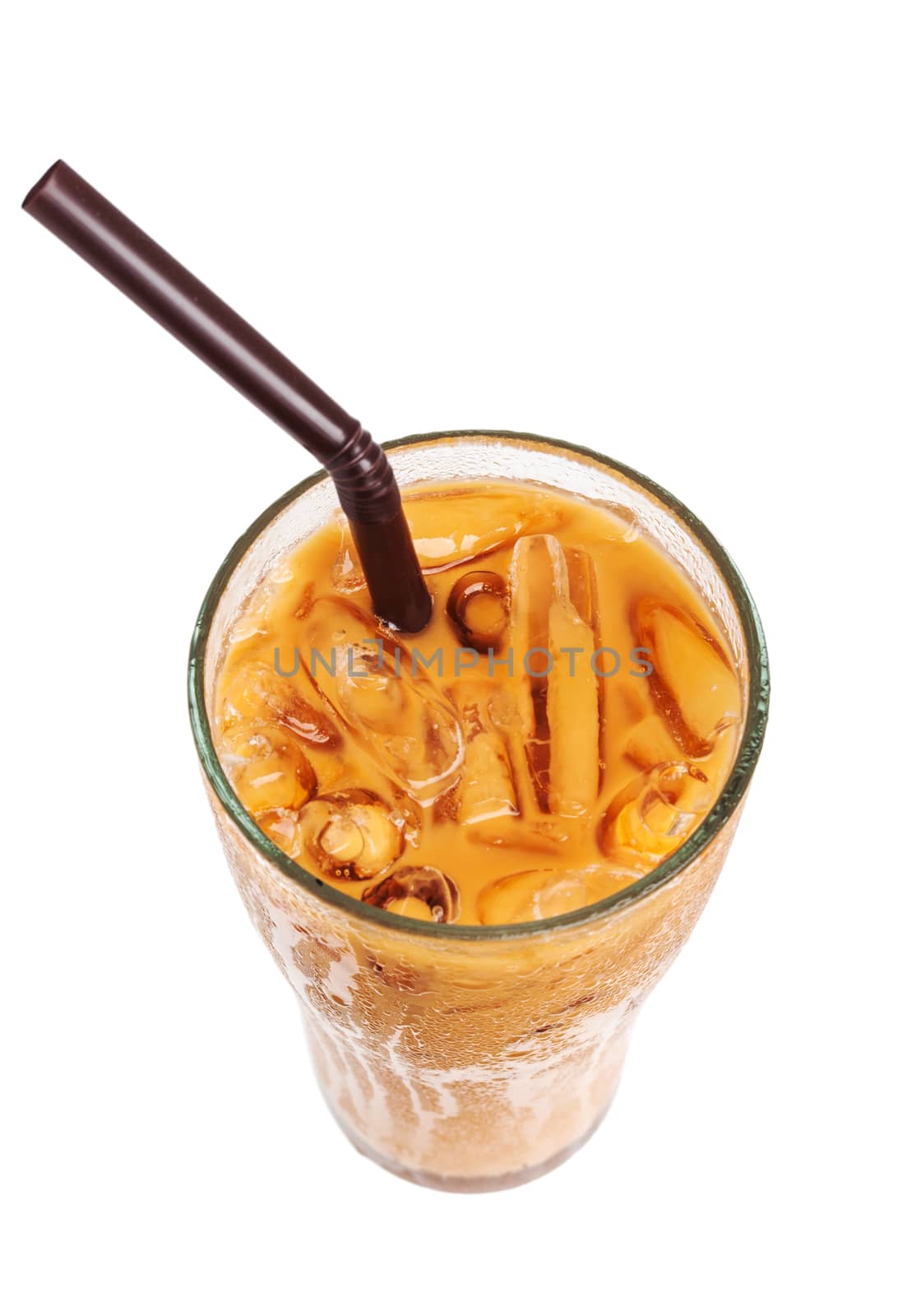 Ice milk tea, famous drink isolated on white background, Clipping path