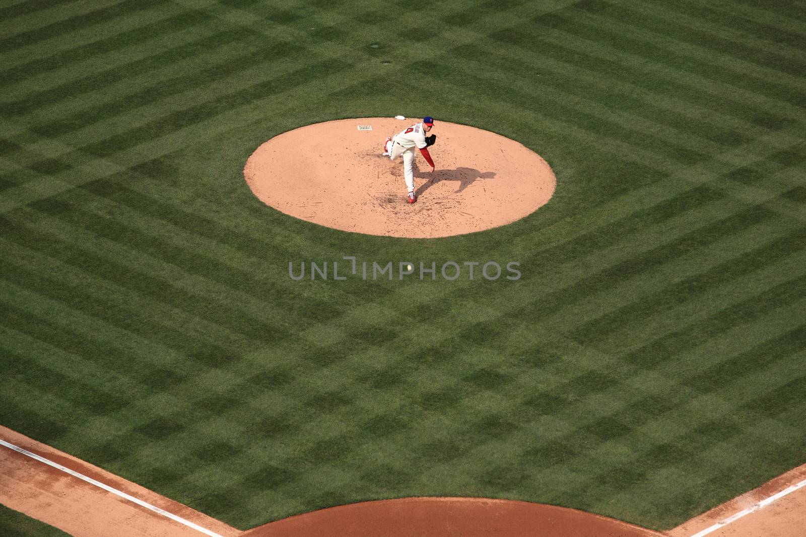 Roy Halladay pitches against the New York Mets at Citizens Bank Park, the Phillies home ballpark.