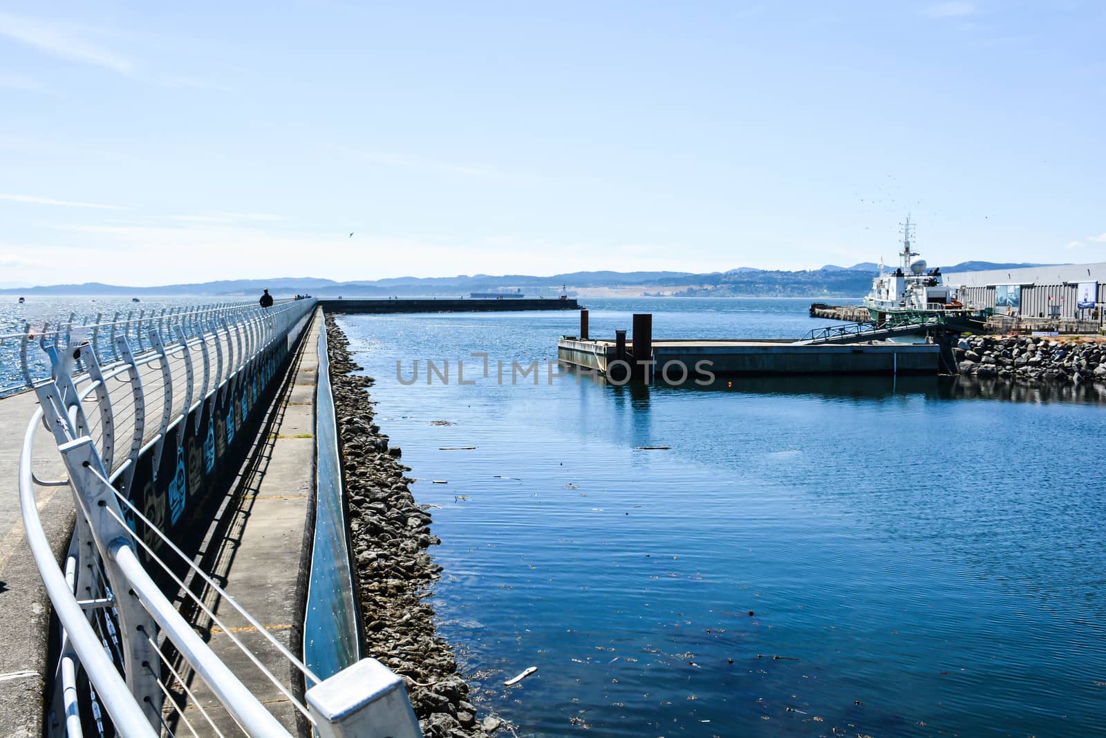 The Victoria Breakwater that leads to a lighthouse