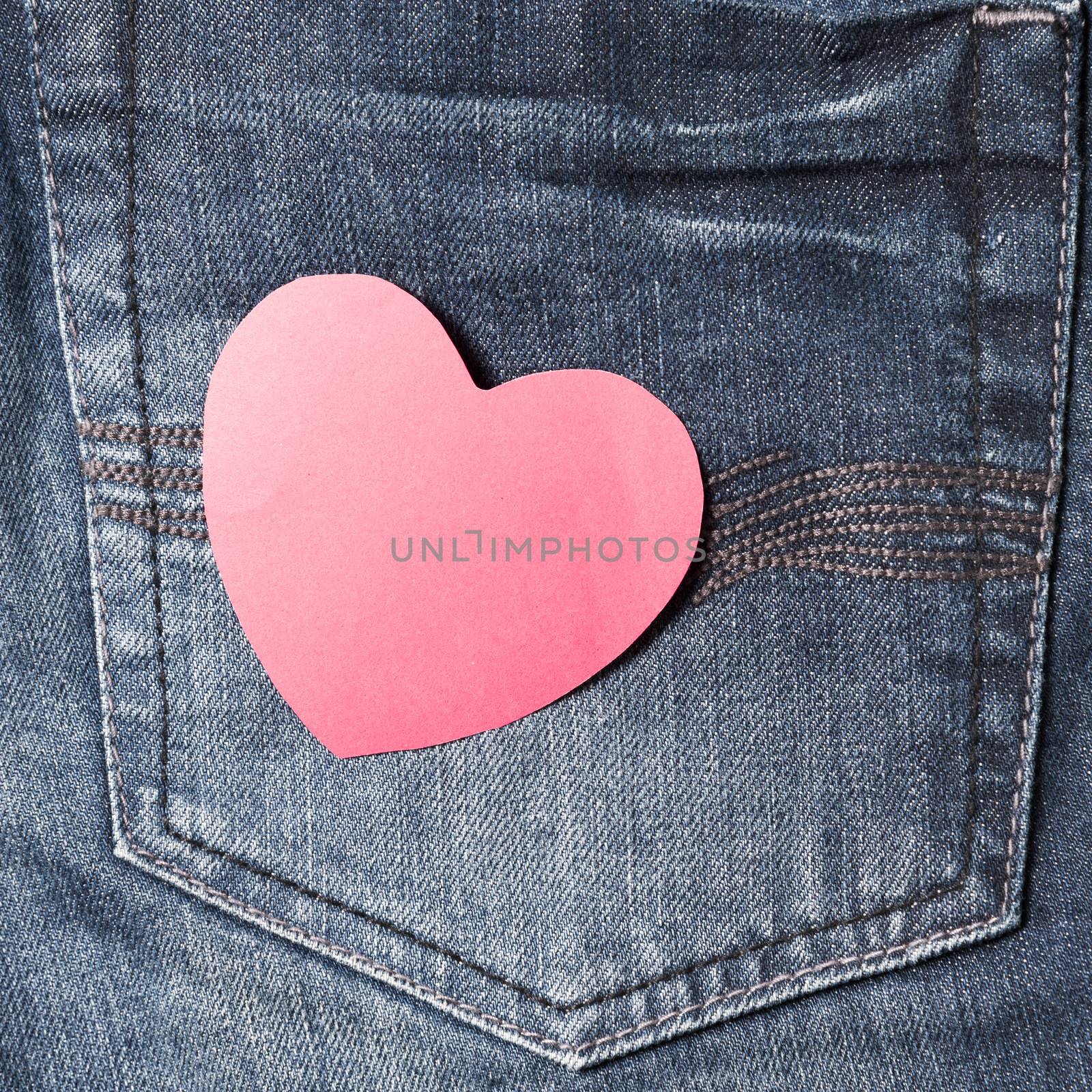 red heart on jean