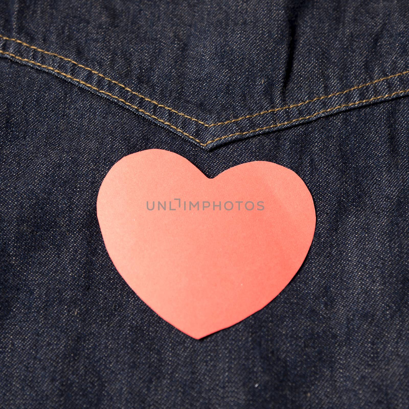 red heart on jean