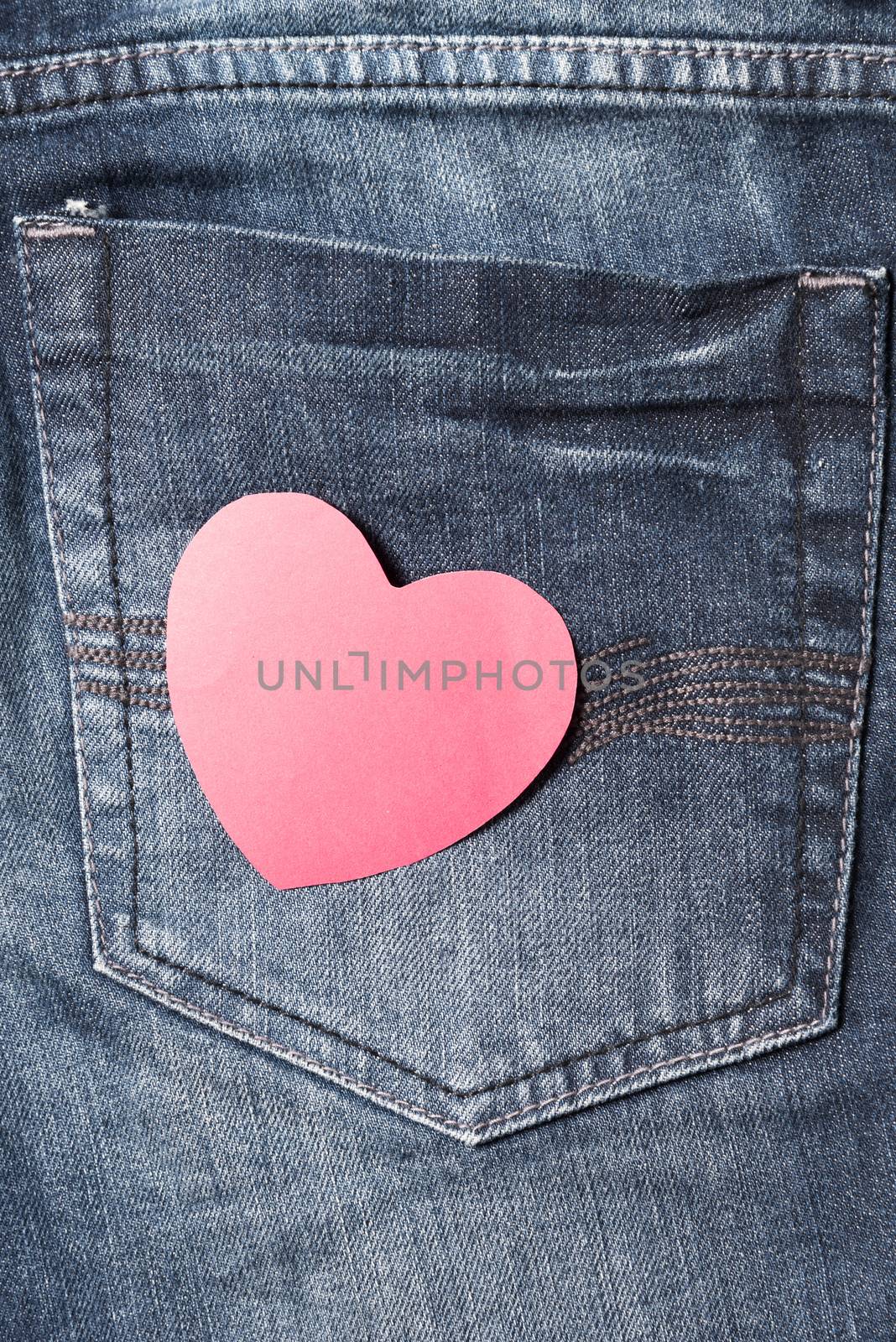 red heart on jean