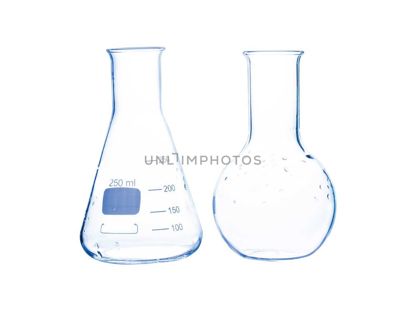 Laboratory glassware on isolate
