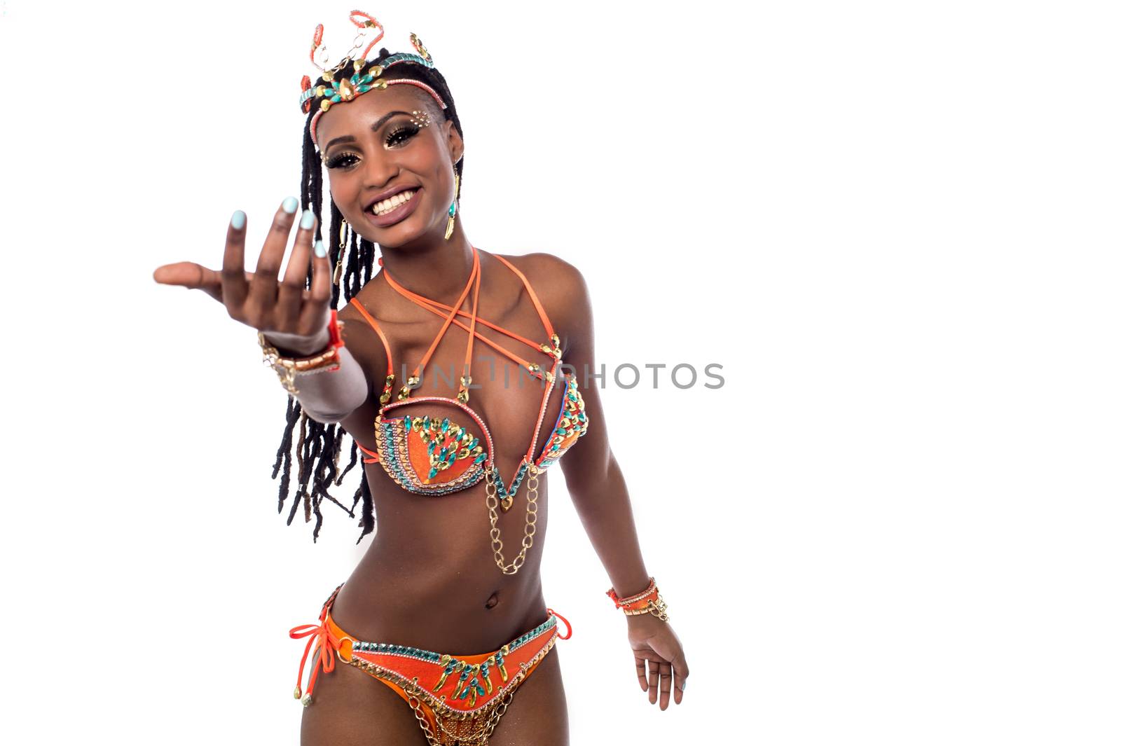 Beautiful african woman in a carnival costume