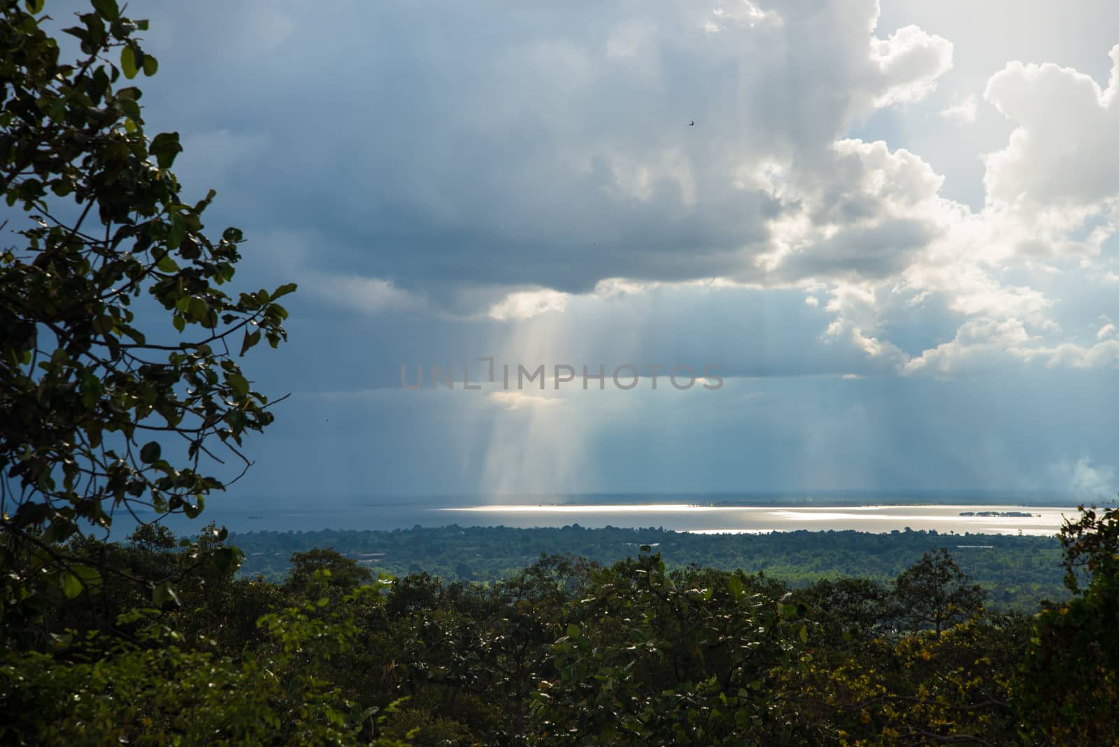 Mostly cloudy and sunny through the clouds.