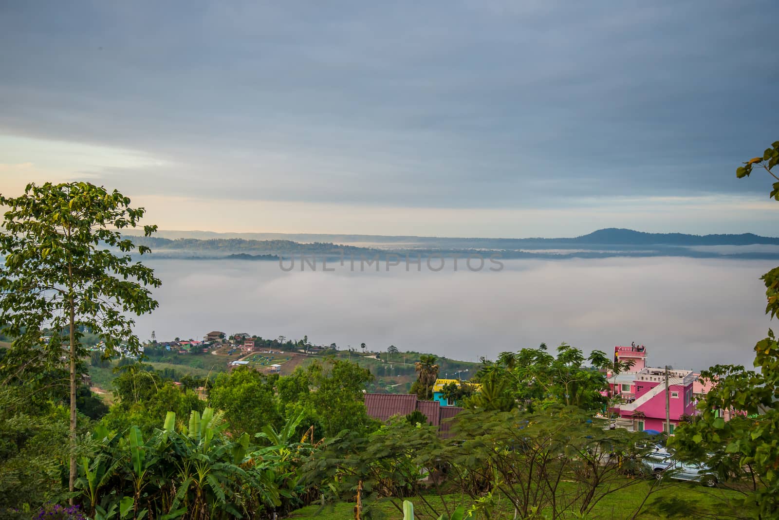 Resort in the mountains and mist.
