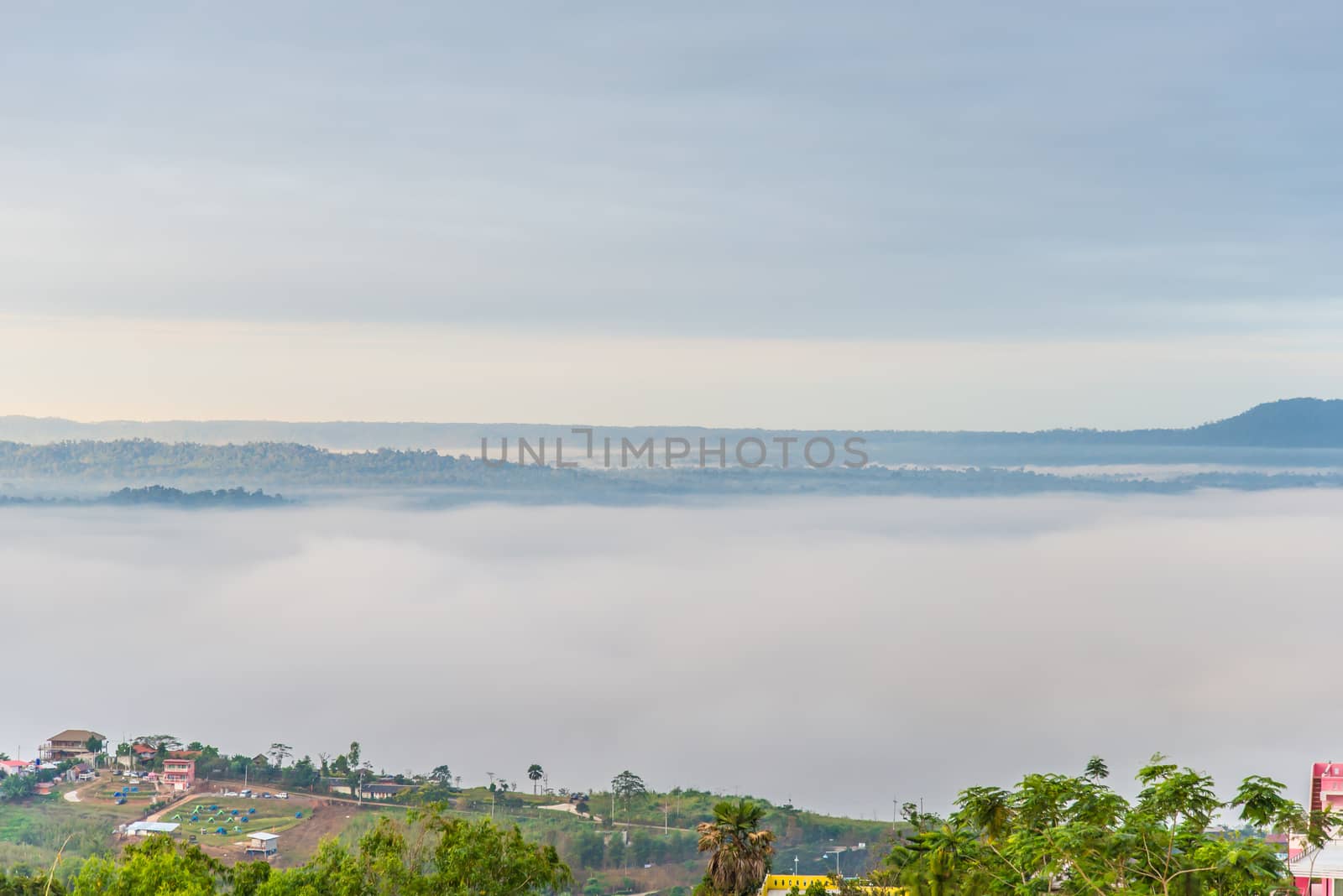 Resort in the mountains and mist.