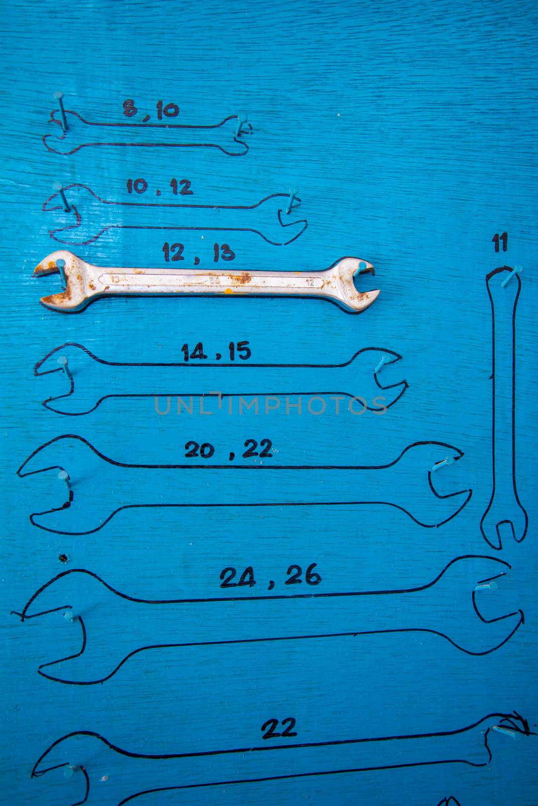 Panel tool and a blue background in the garage