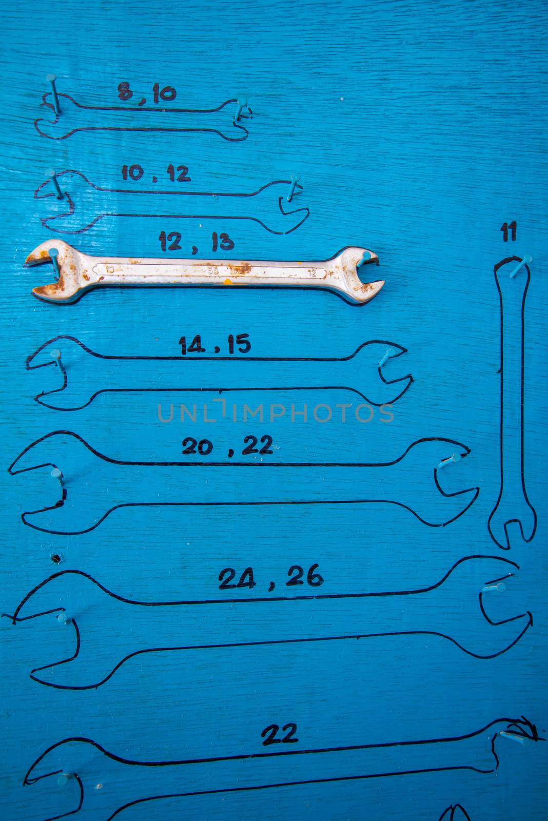 Panel tool and a blue background in the garage