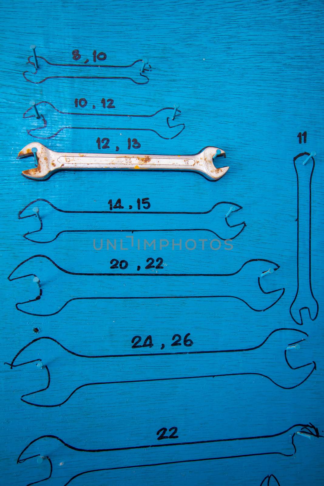 Panel tool and a blue background in the garage