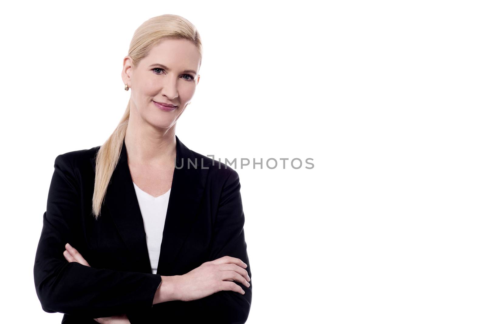 Confident smiling business woman by stockyimages