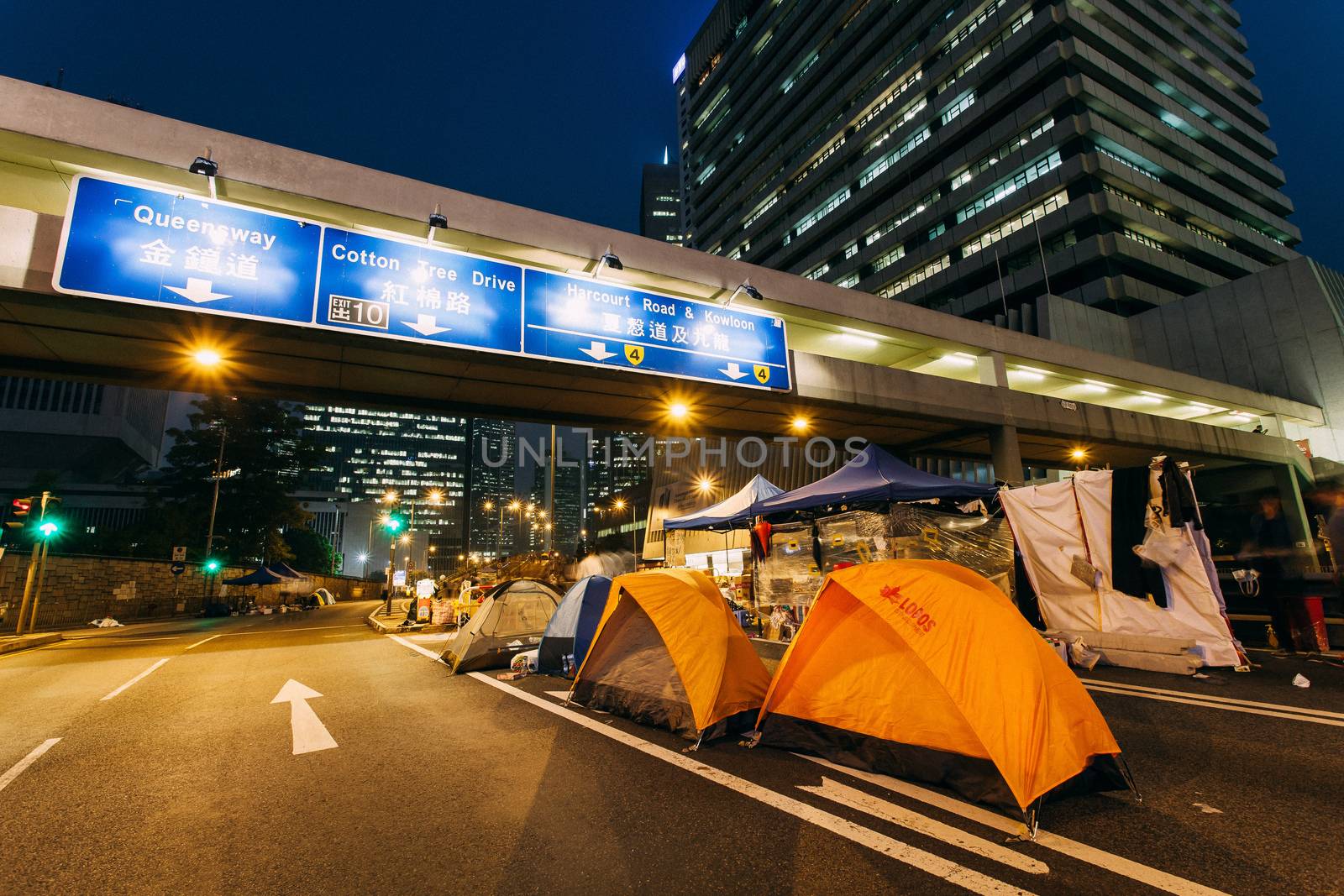 HONG KONG, OCT 14: Umbrella Revolution in Admiralty on 14 October 2014. Hong Kong people set up many facilities at the occupied zone.