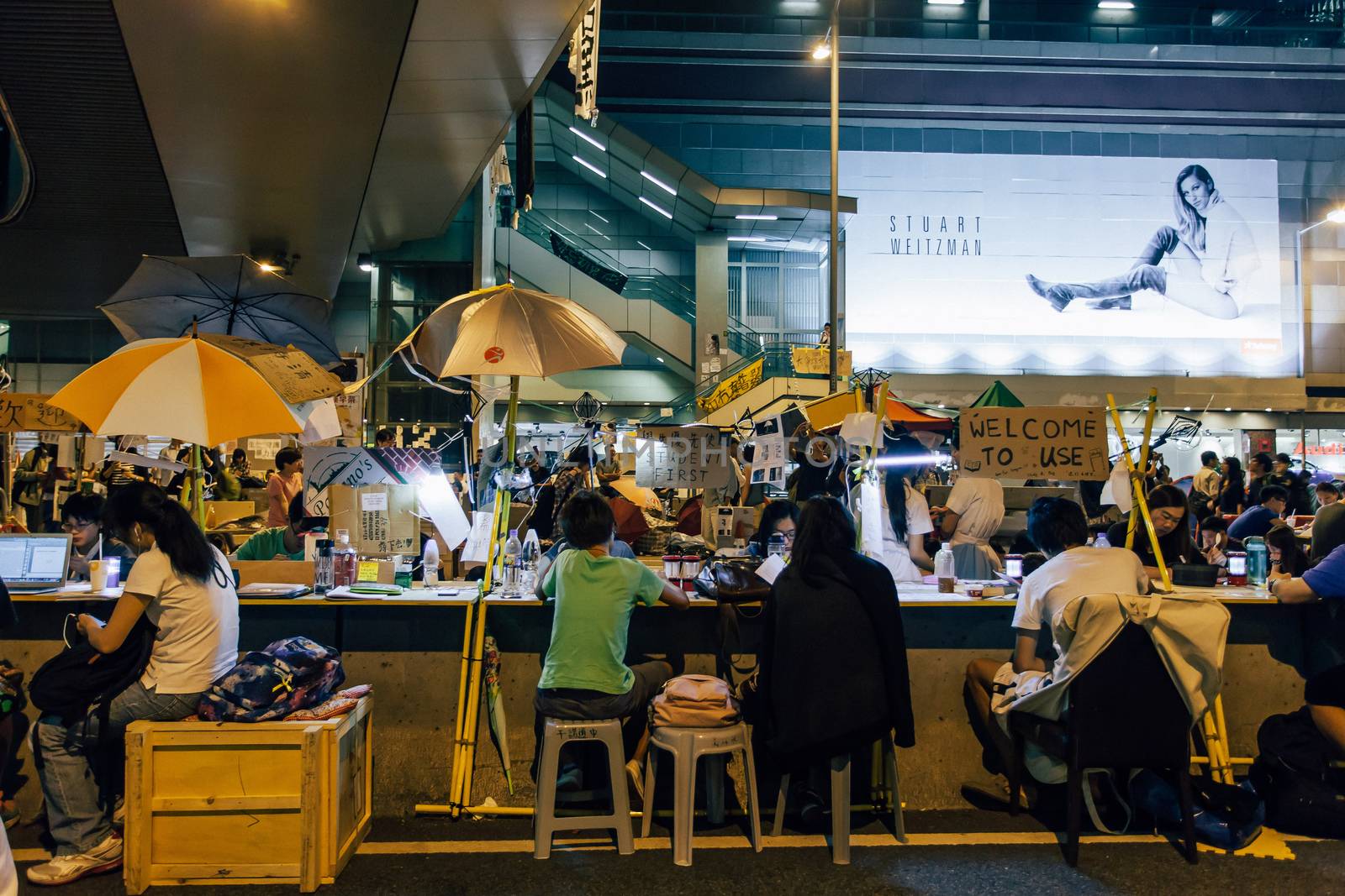 HONG KONG, OCT 14: Umbrella Revolution in Admiralty on 14 October 2014. Hong Kong people set up many facilities at the occupied zone.