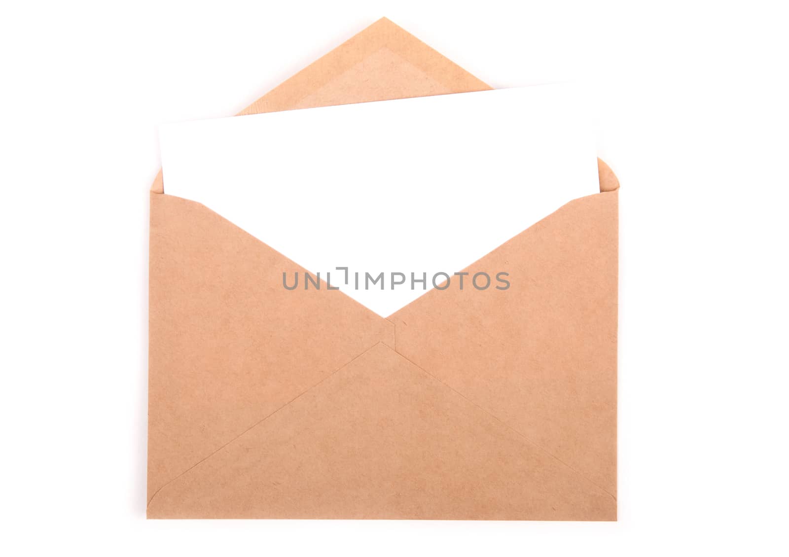 envelope with a letter isolated on white background with clipping path