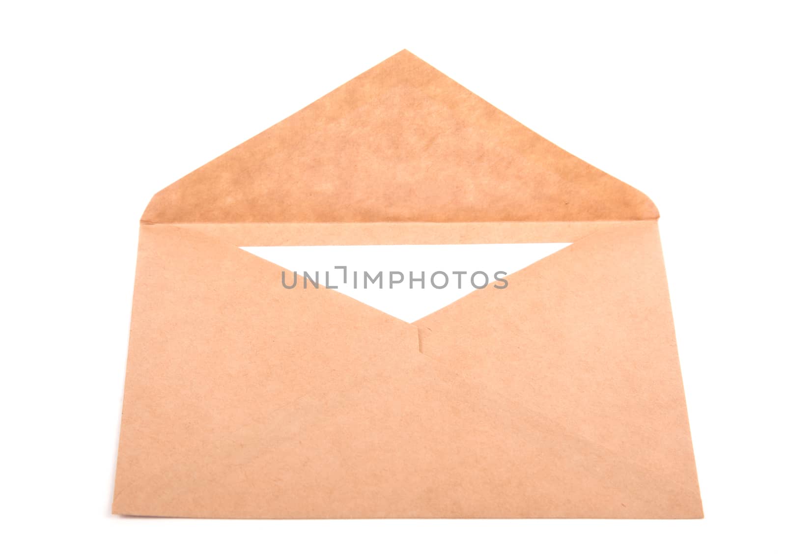 envelope with a letter isolated on white background with clipping path