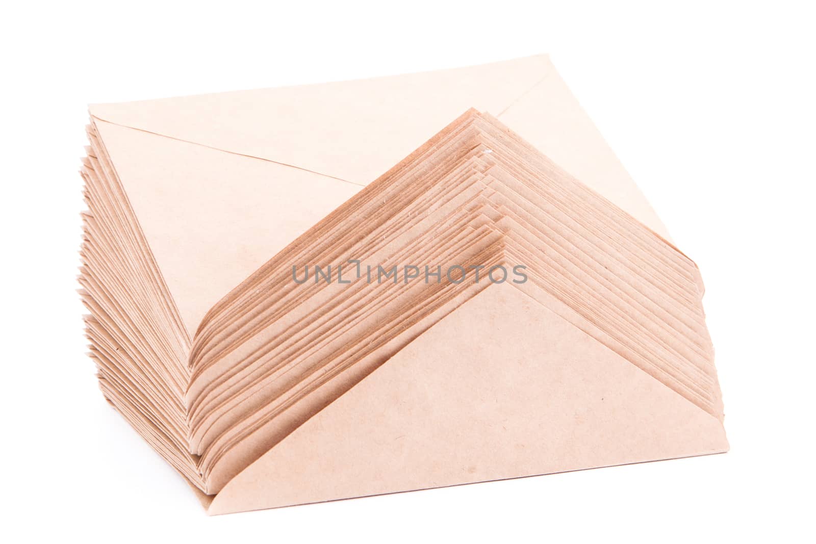 Blank envelopes isolated on white background with clipping path