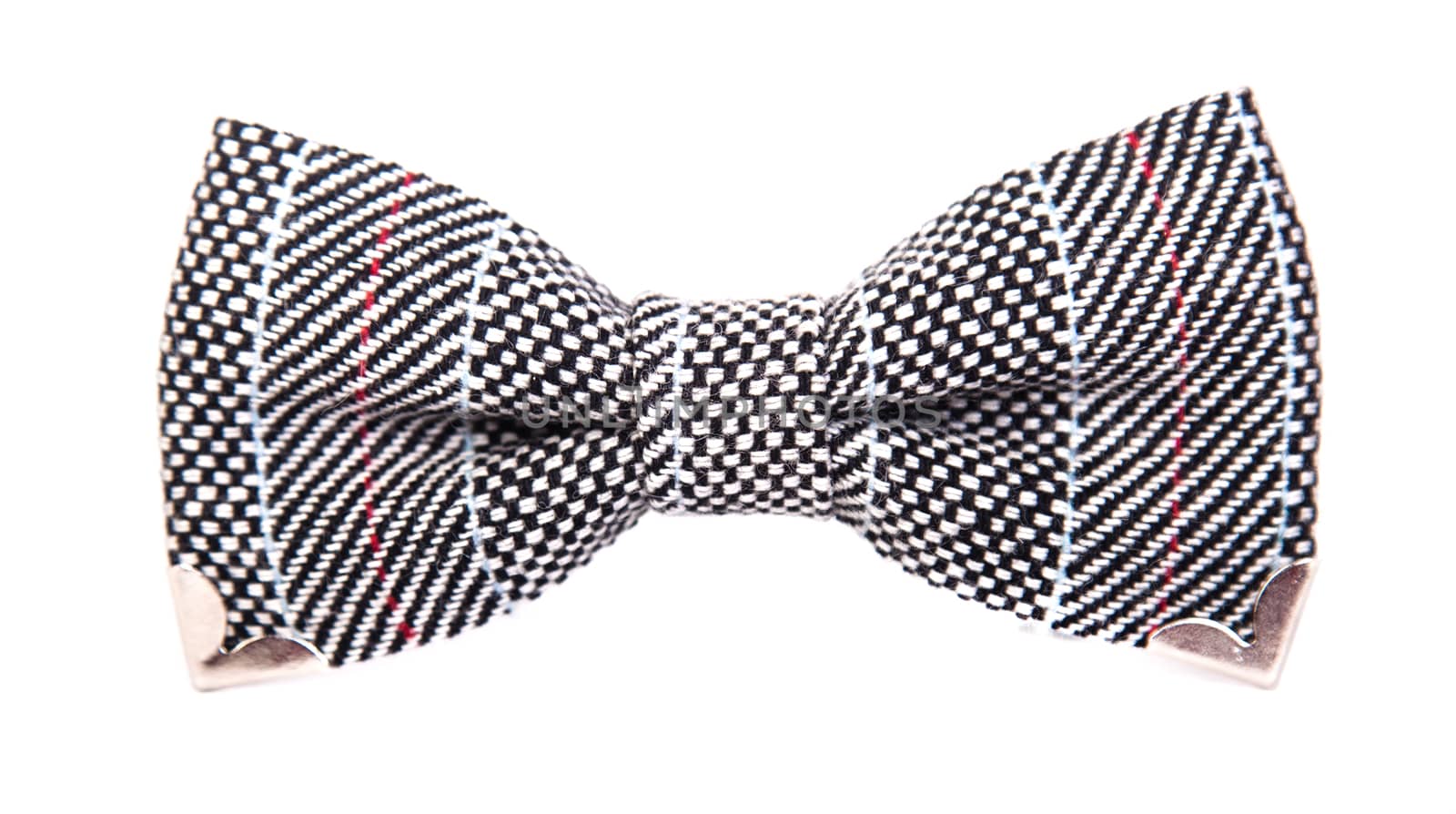 bow tie with a black and white pattern on an isolated white background