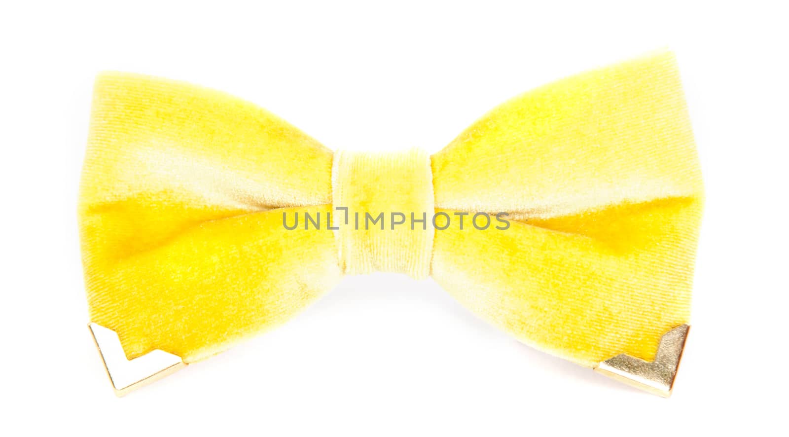 bow tie yellow color on the isolated white background