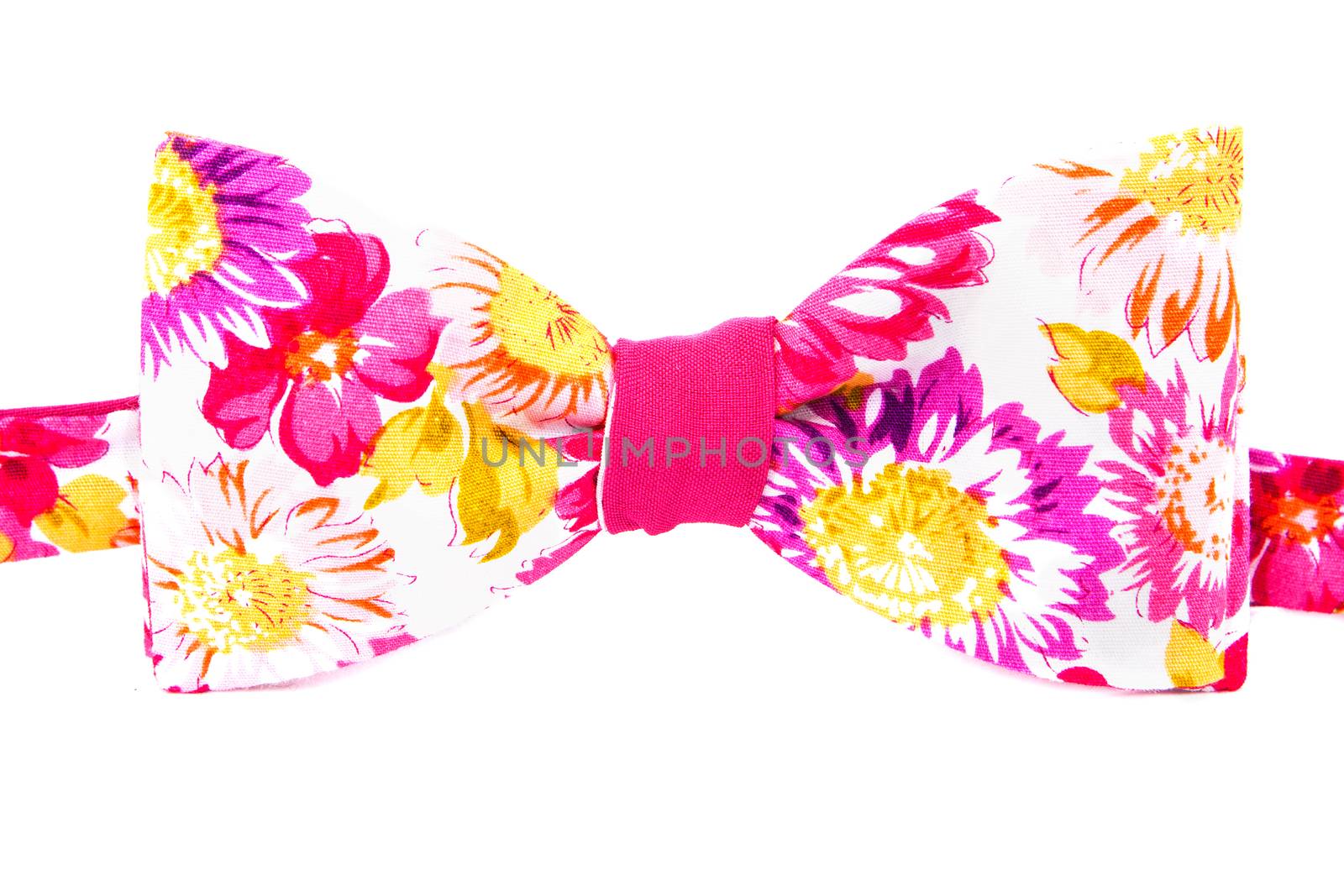 summer flower print bow tie isolated on white background