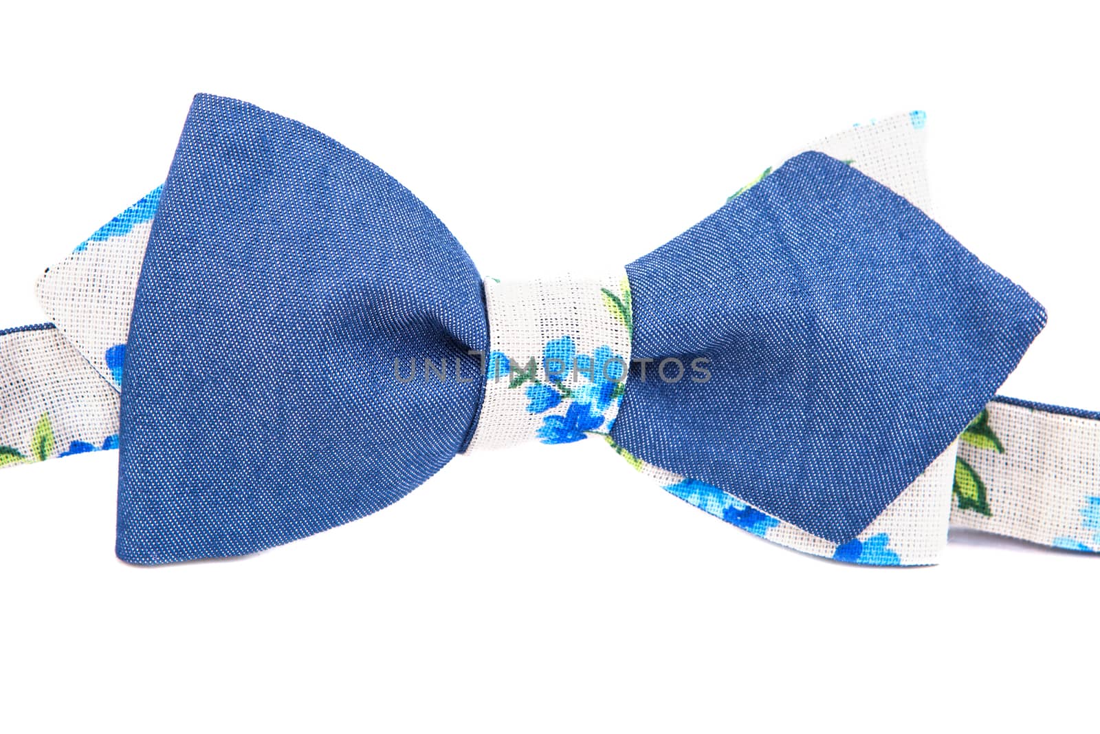 denim bow tie isolated on white background