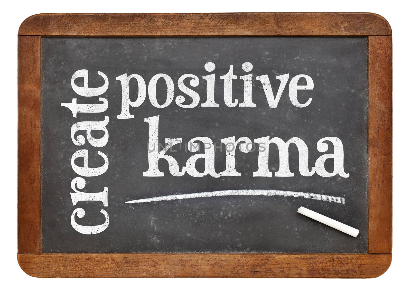 create positive karma - text on blackboard by PixelsAway