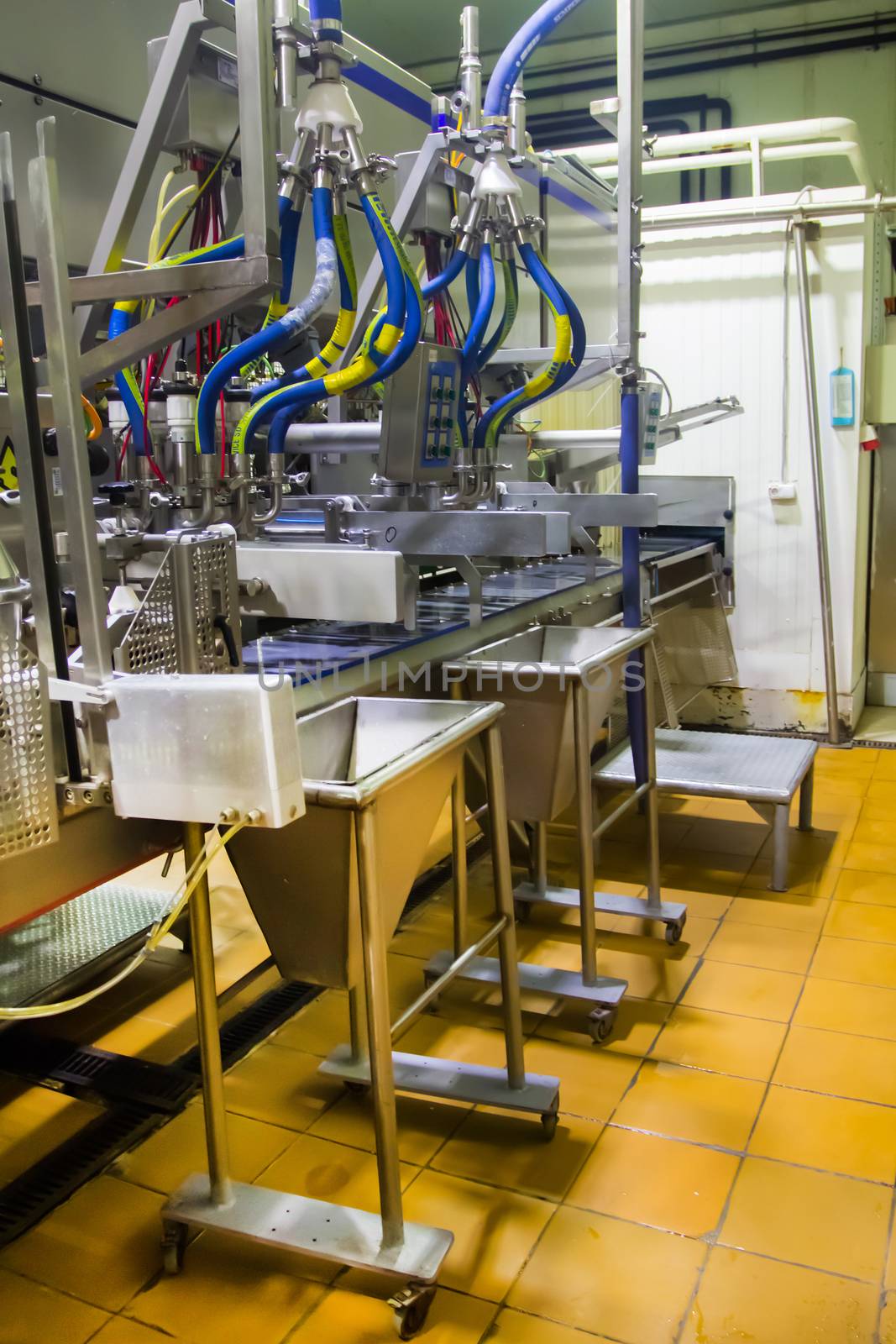 Manufacture of ice cream. working conveyor