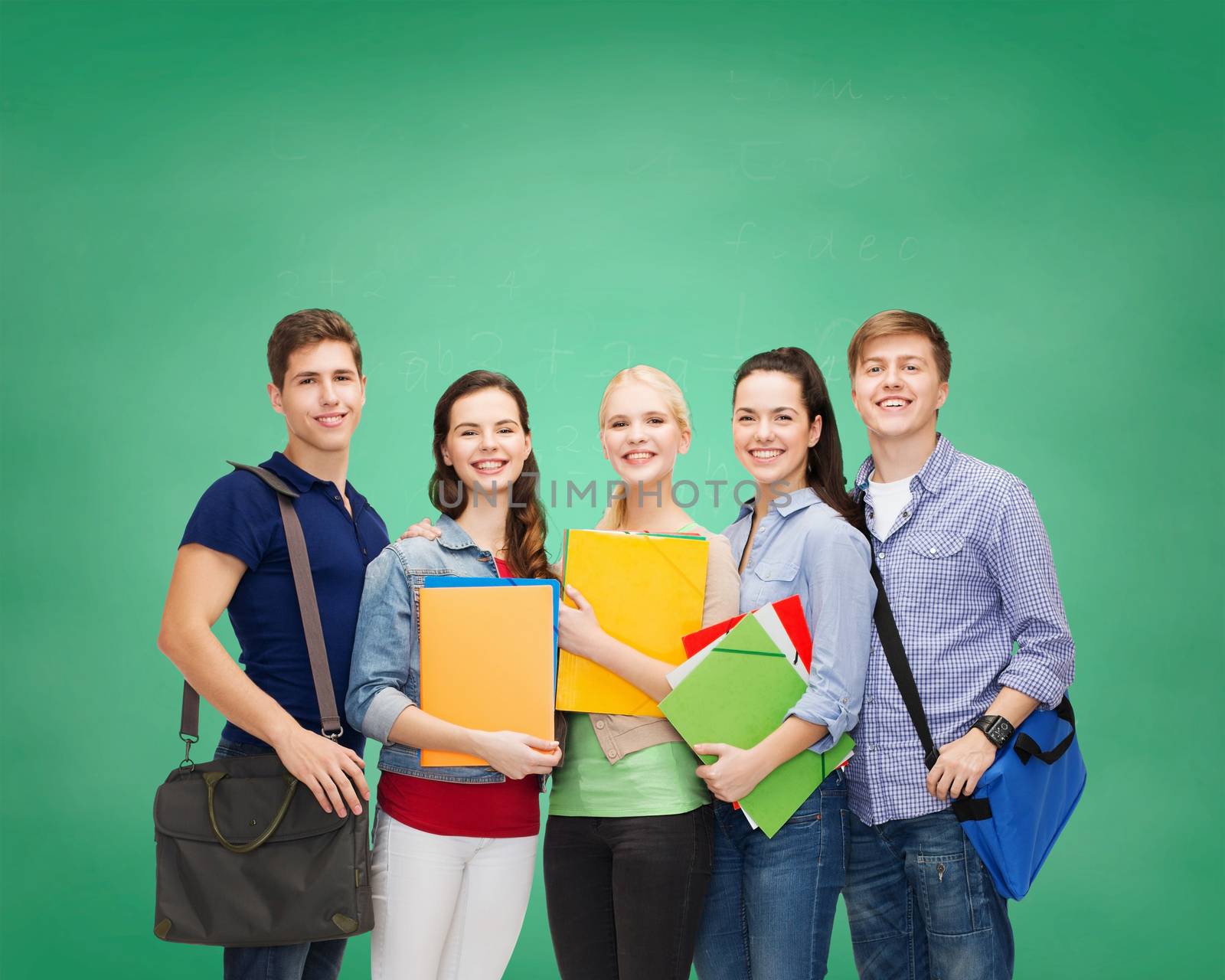 education and people concept - group of smiling students standing