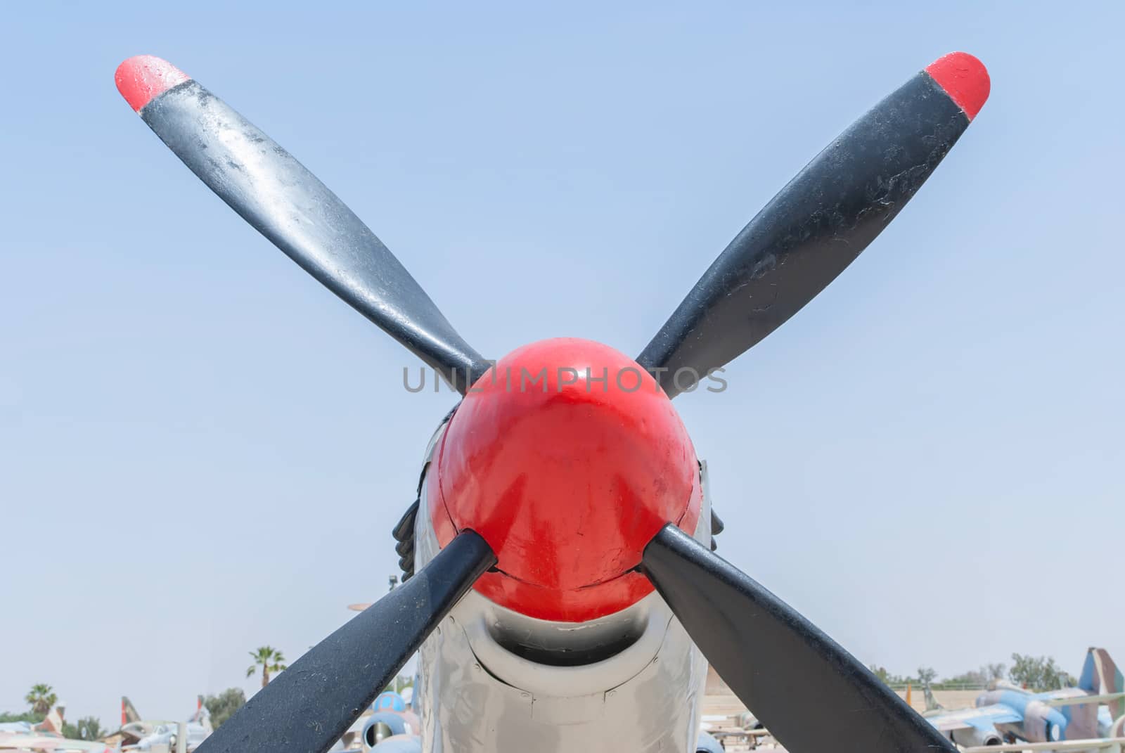 Propeller and engine of vintage airplane