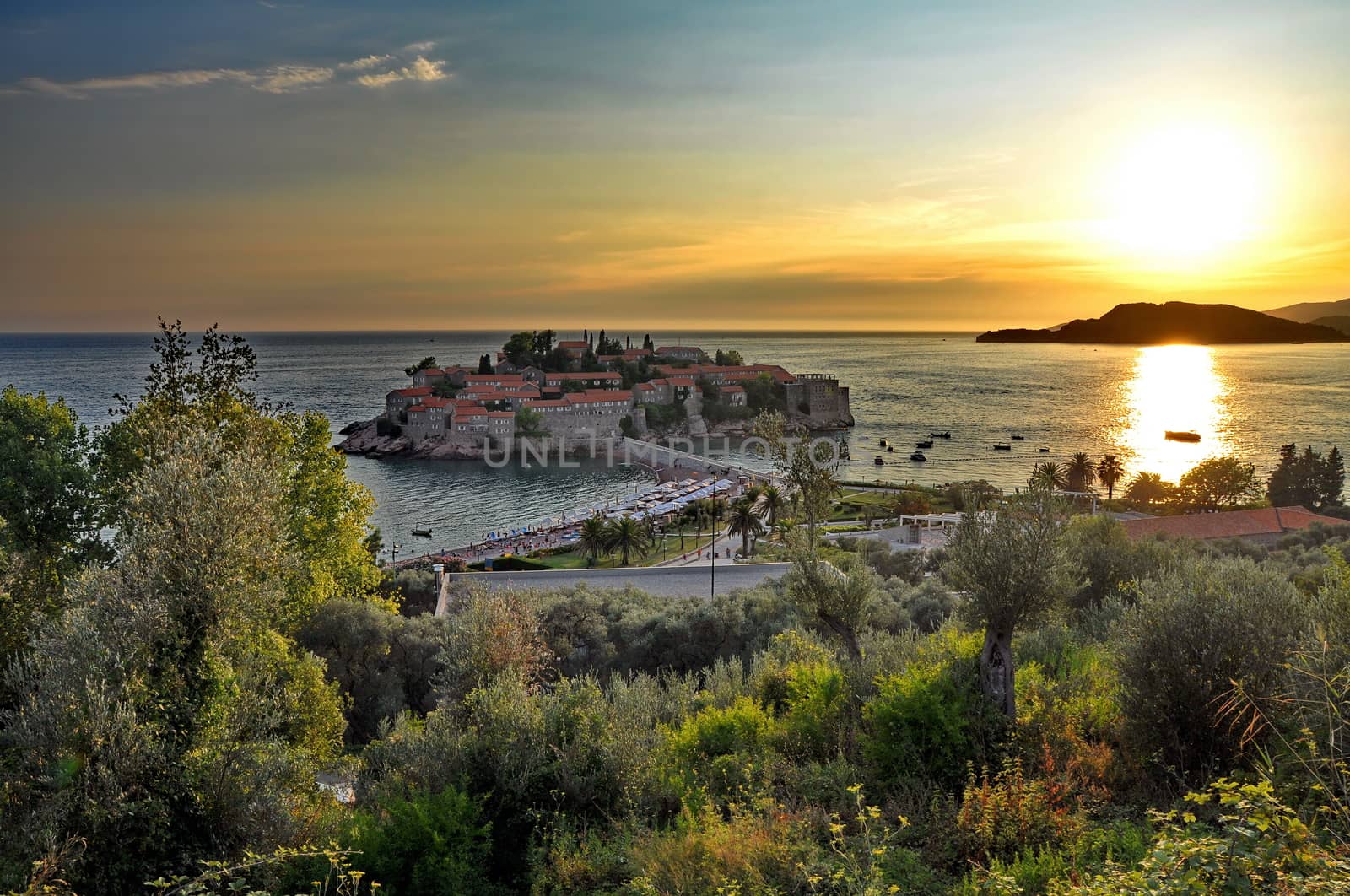 Old town of Sveti Stefan in Montenegro