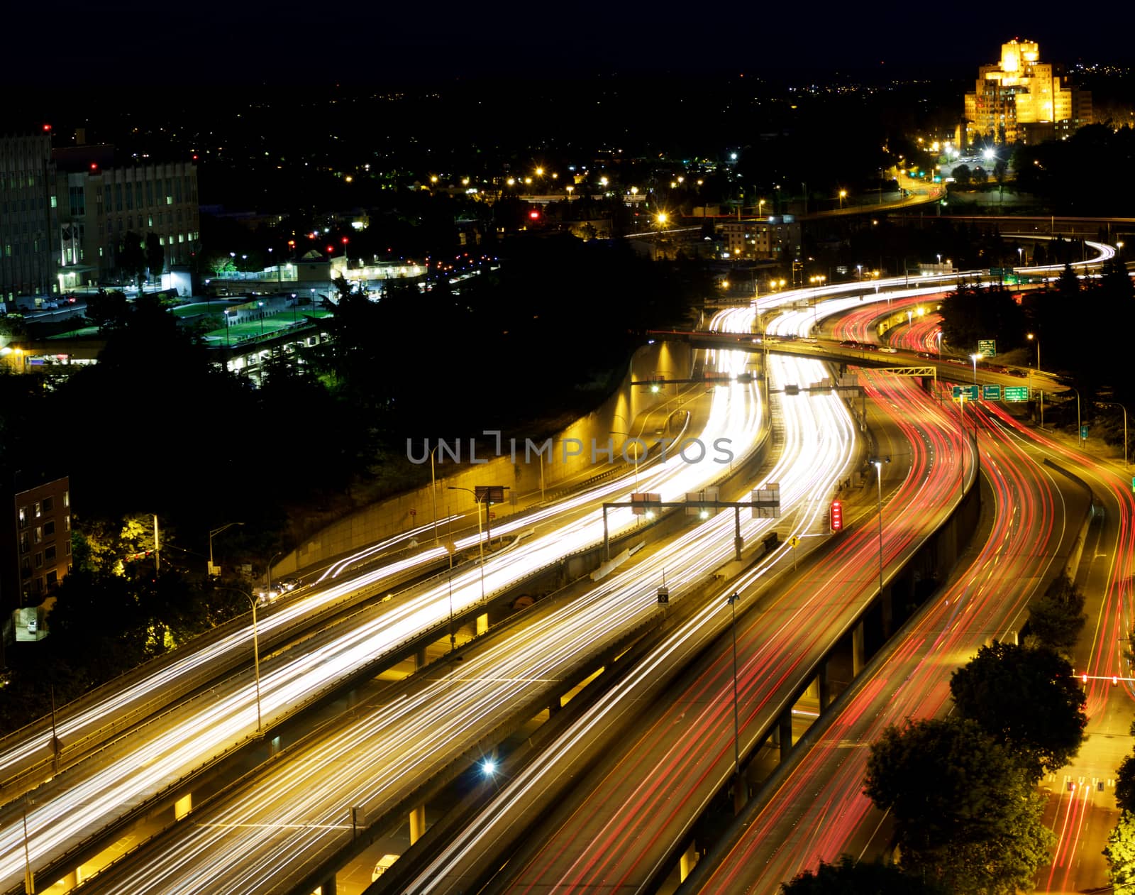 Motion Blur of Cars on I5 Freeway in Seattle