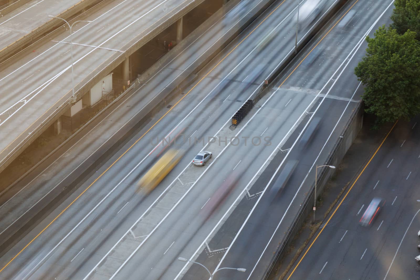 Motion Blur on freeway with one disabled car