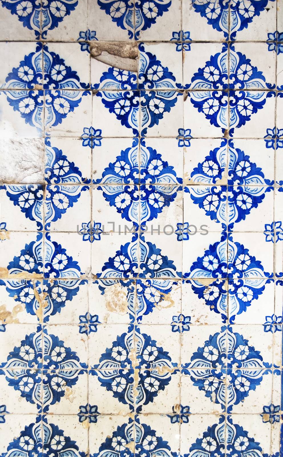 lisbon city portugal blue floral mosaic detail