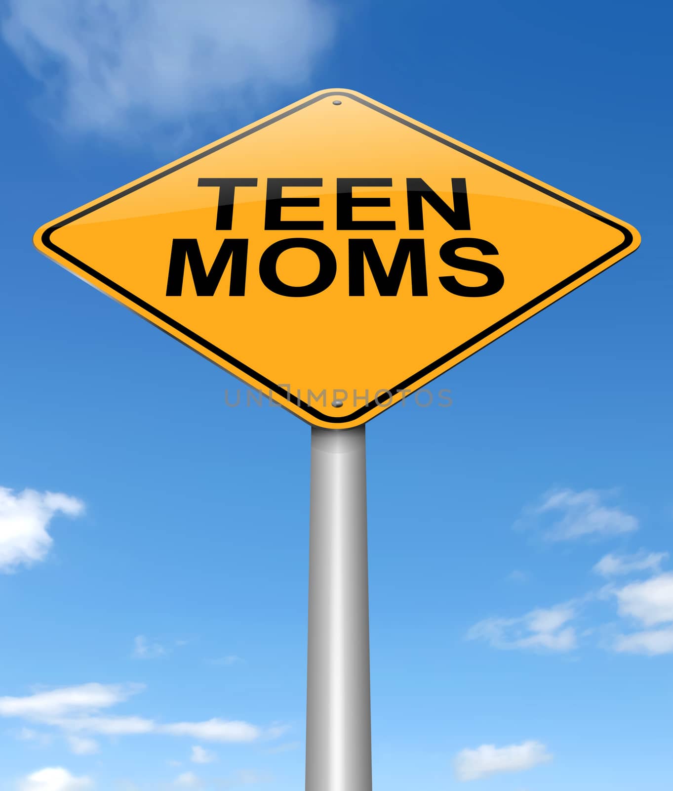 Illustration depicting a sign with a teen mom concept.