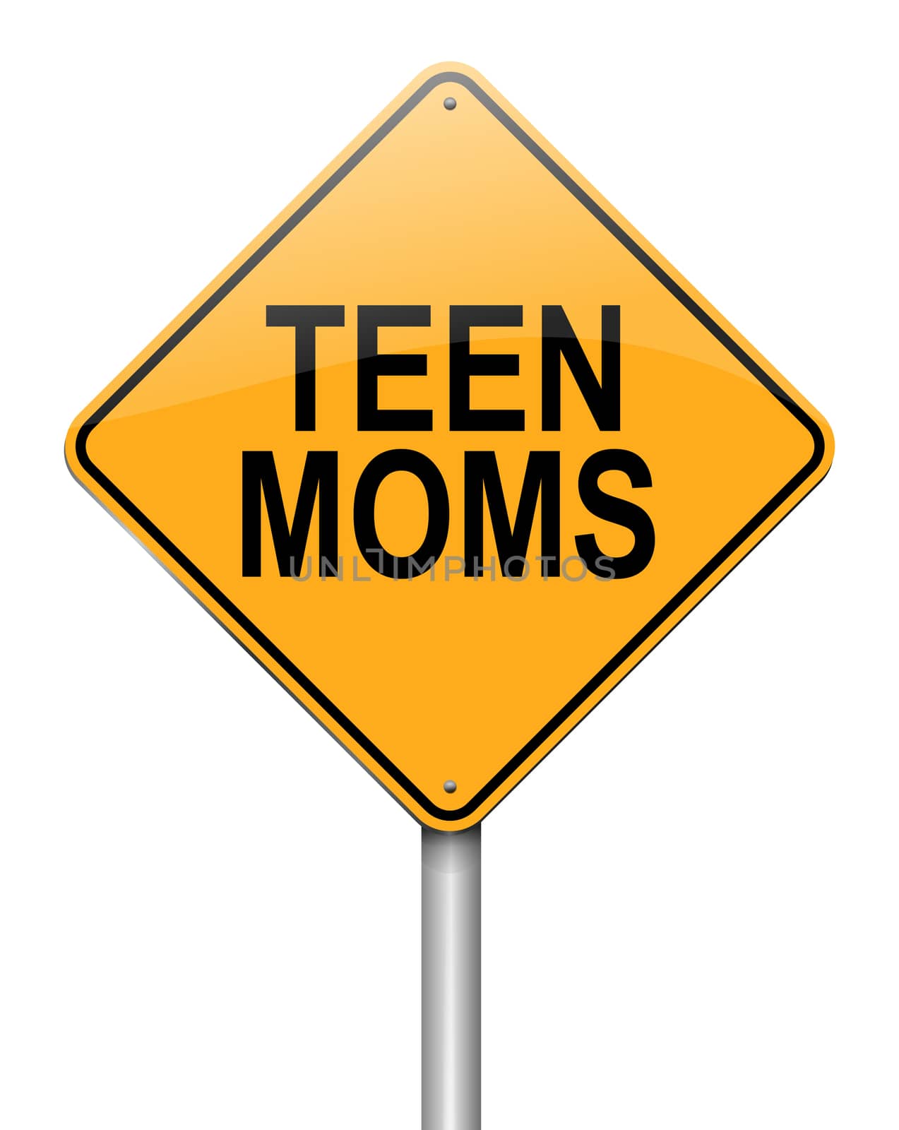 Illustration depicting a sign with a teen mom concept.