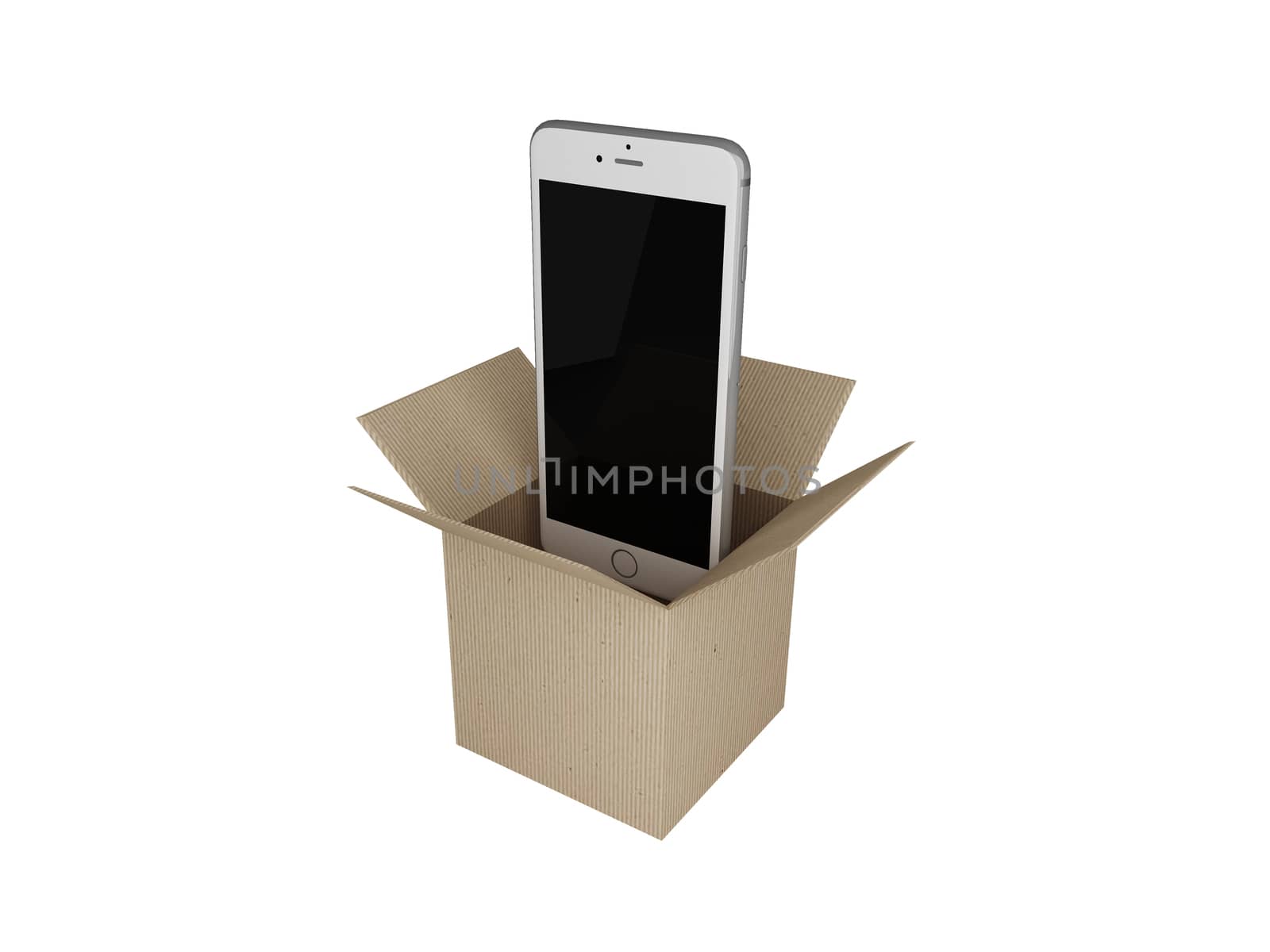 Smart phones out of the box in brown paper