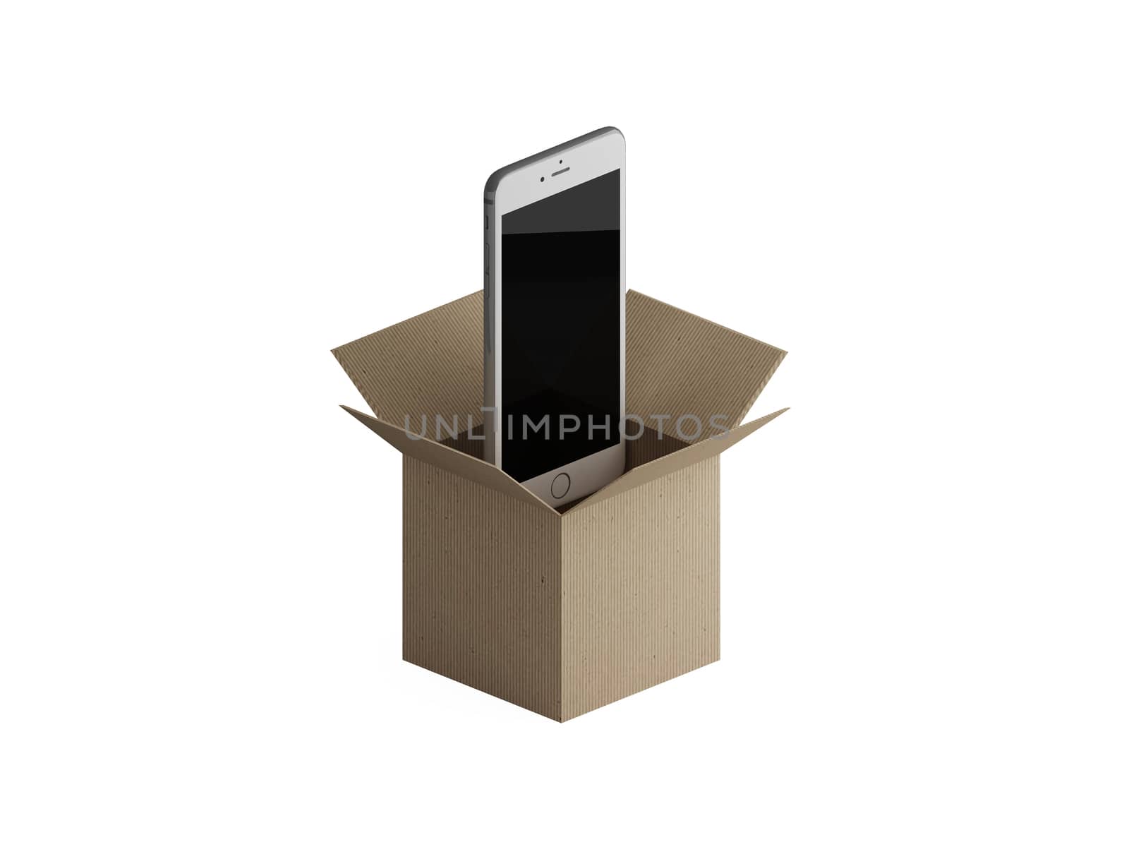 Smart phones out of the box in brown paper by teerawit
