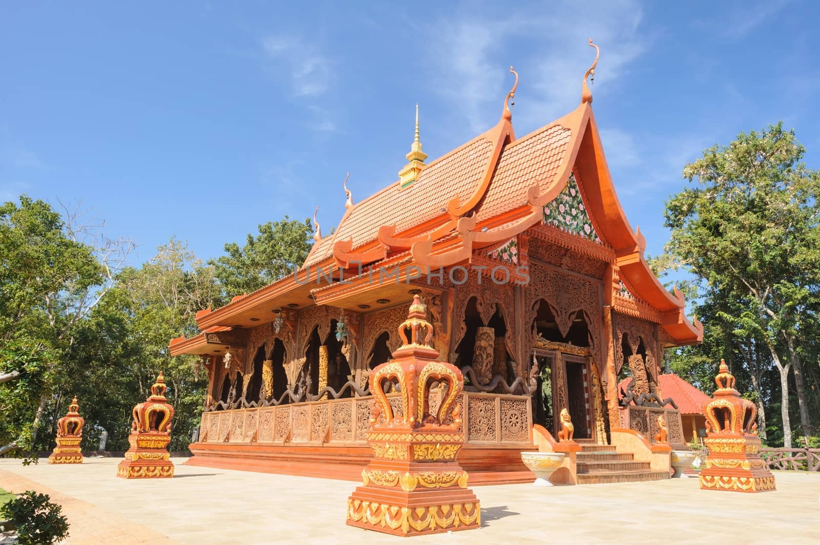 Beautiful temple is teak wood sanctuary, Thailand. by ngungfoto