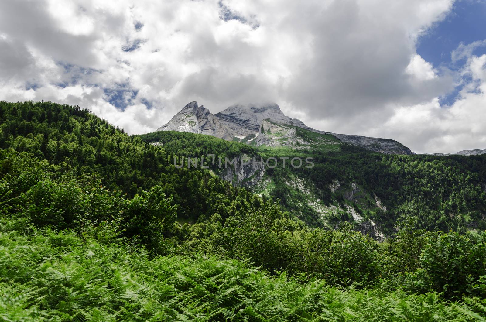 Amazing landscape over the Pyrenees mountains in Spain