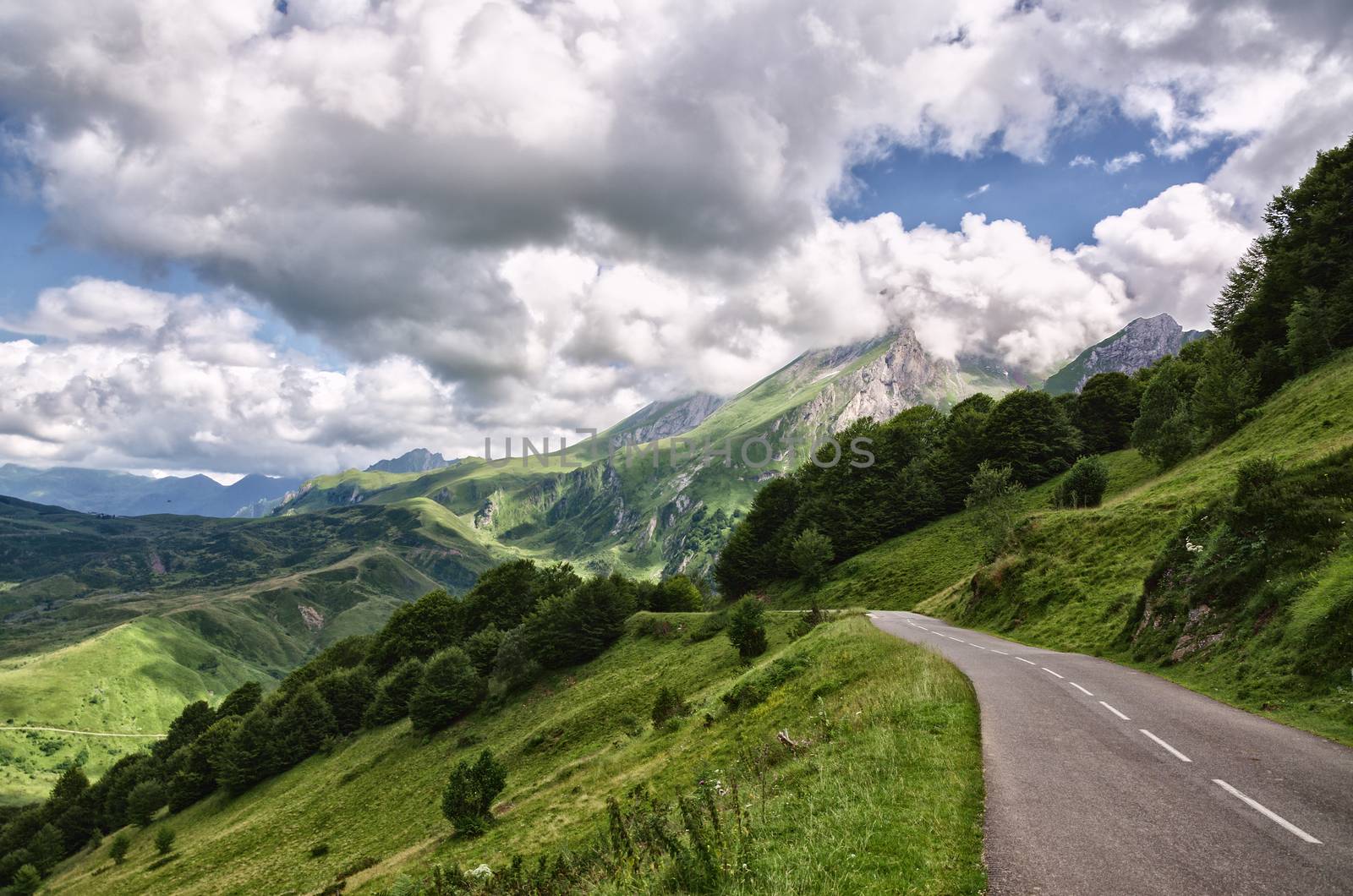 Amazing landscape over the Pyrenees mountains in Spain