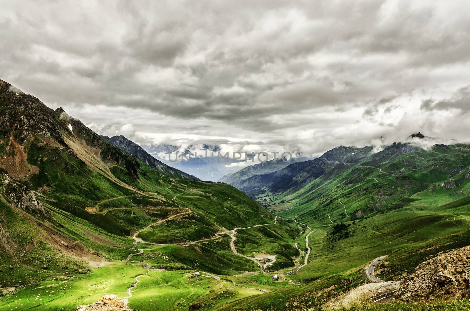 Amazing landscape over the Pyrenees mountains in Spain